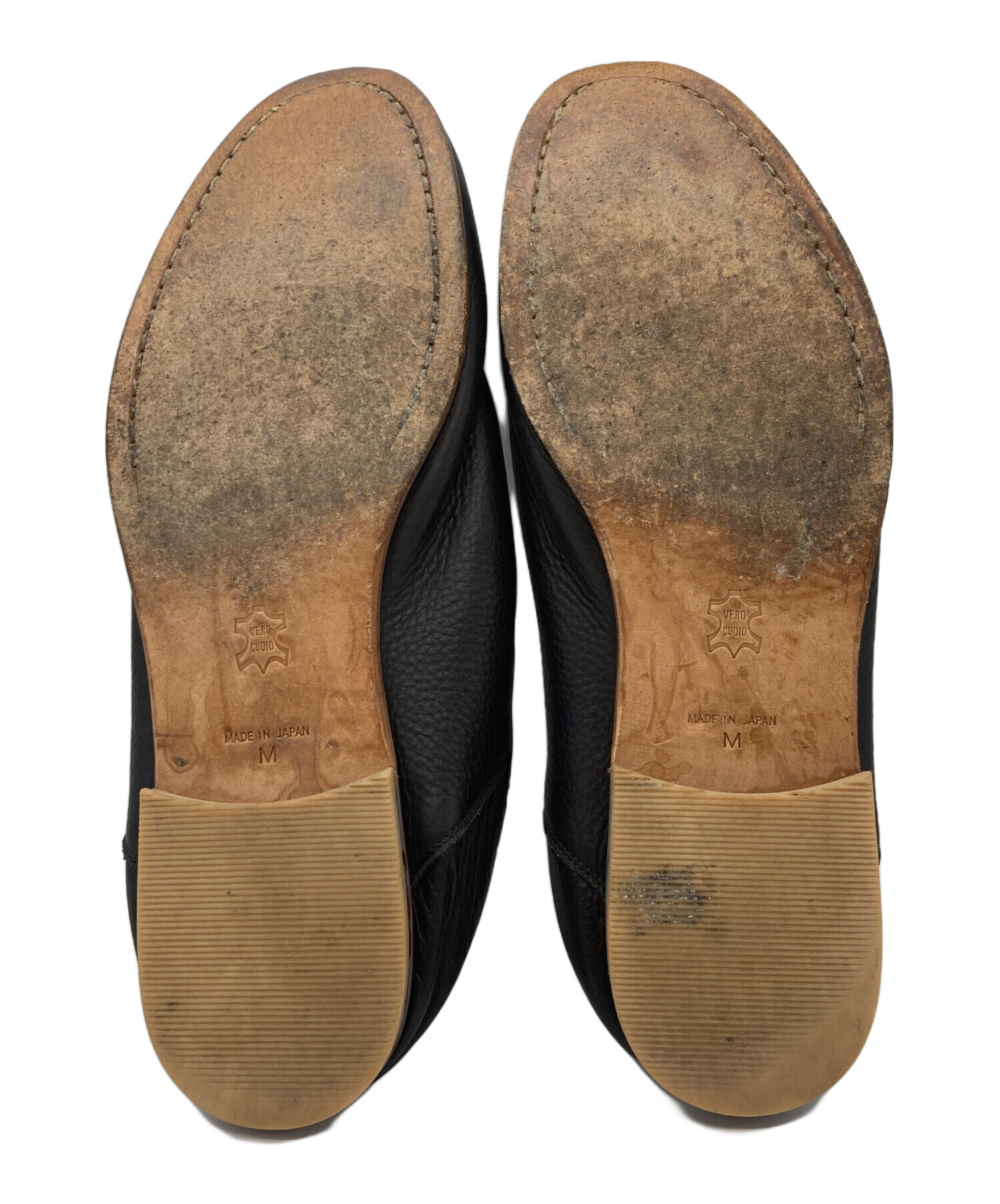 中古・古着通販】que (キュー) レザースリッポン ブラック サイズ:M