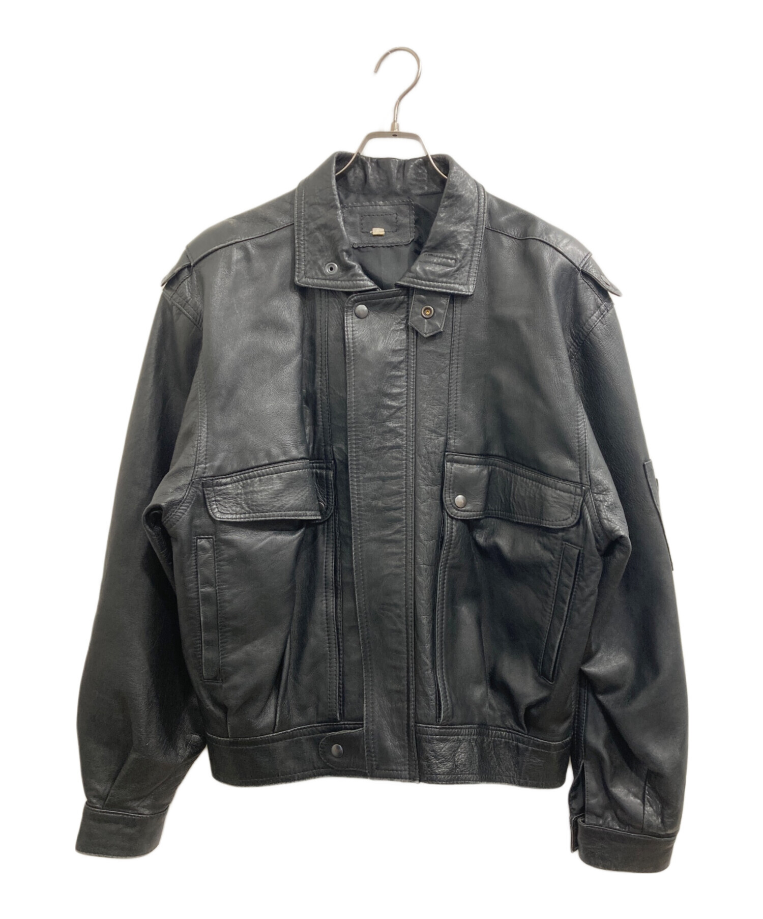人気スポー新作 no brand ブラックレザー ボンバージャケット XL