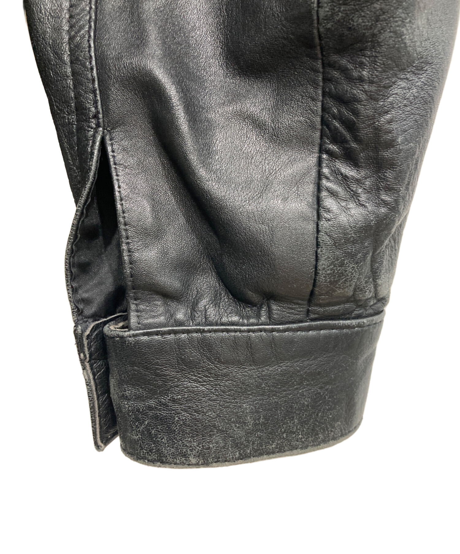 人気スポー新作 no brand ブラックレザー ボンバージャケット XL
