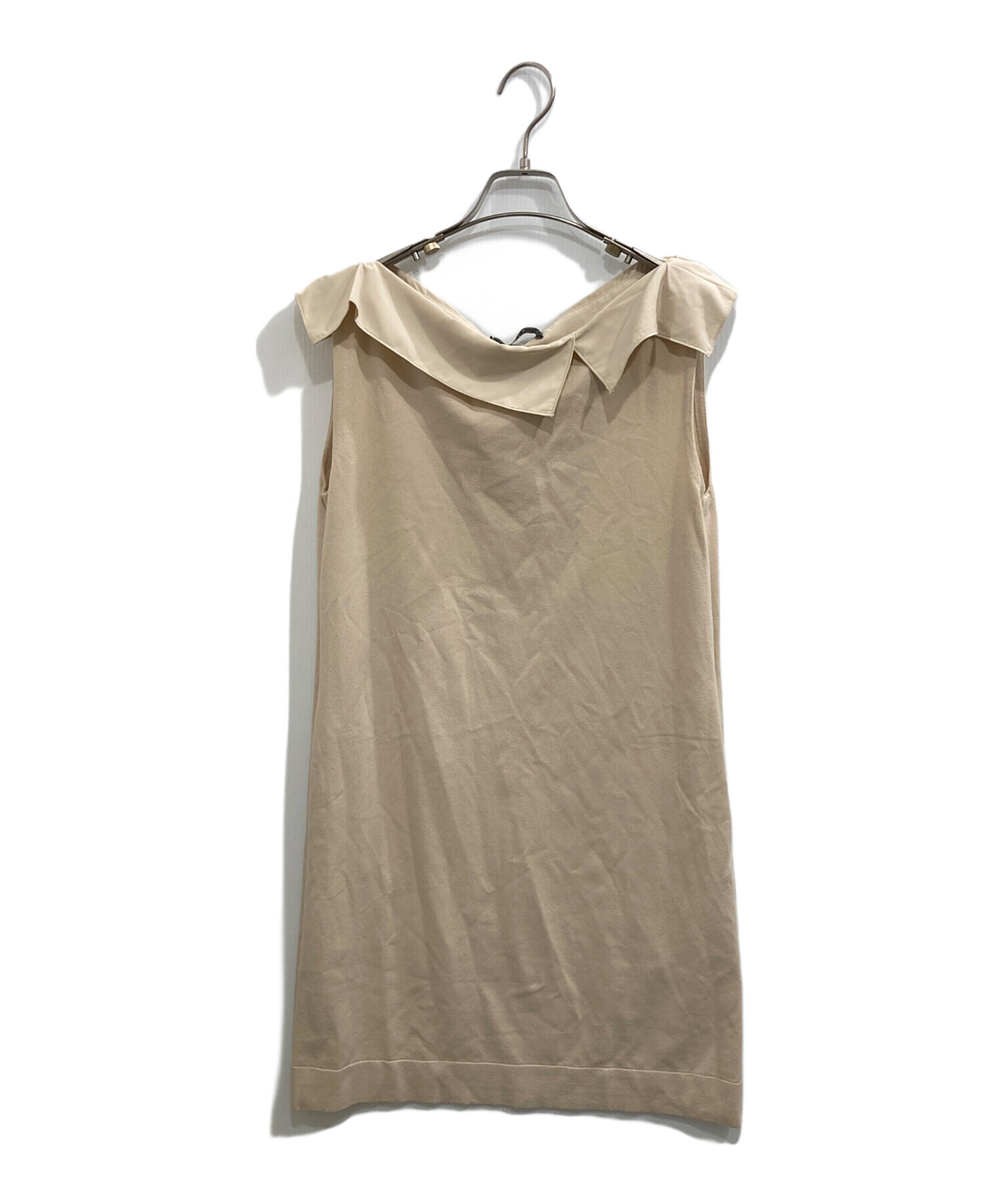 中古・古着通販】FOXEY (フォクシー) ノースリーブワンピース ベージュ