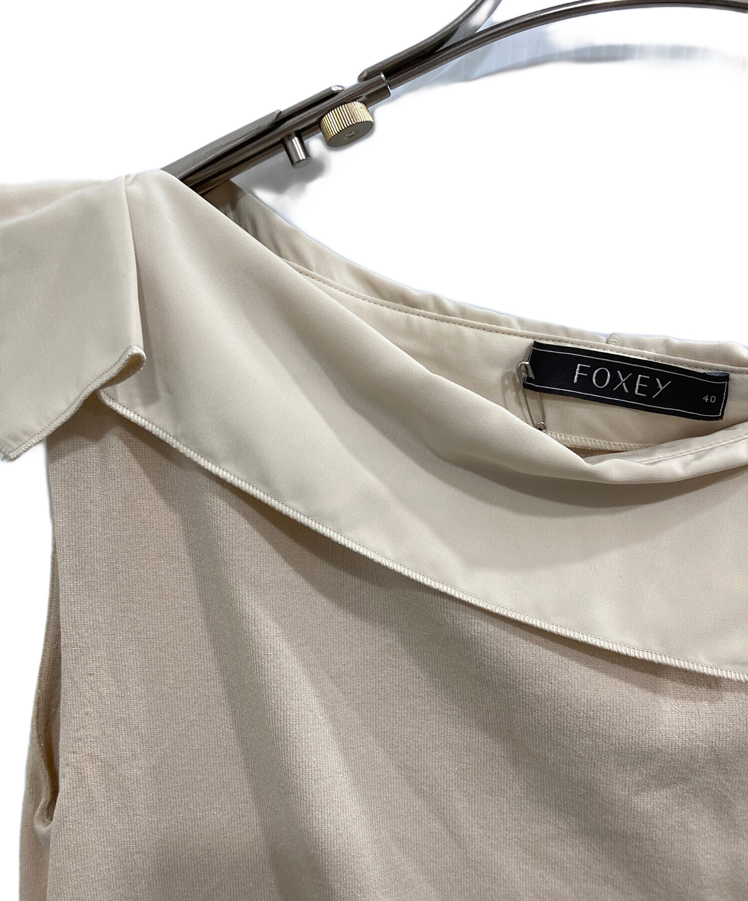 中古・古着通販】FOXEY (フォクシー) ノースリーブワンピース ベージュ