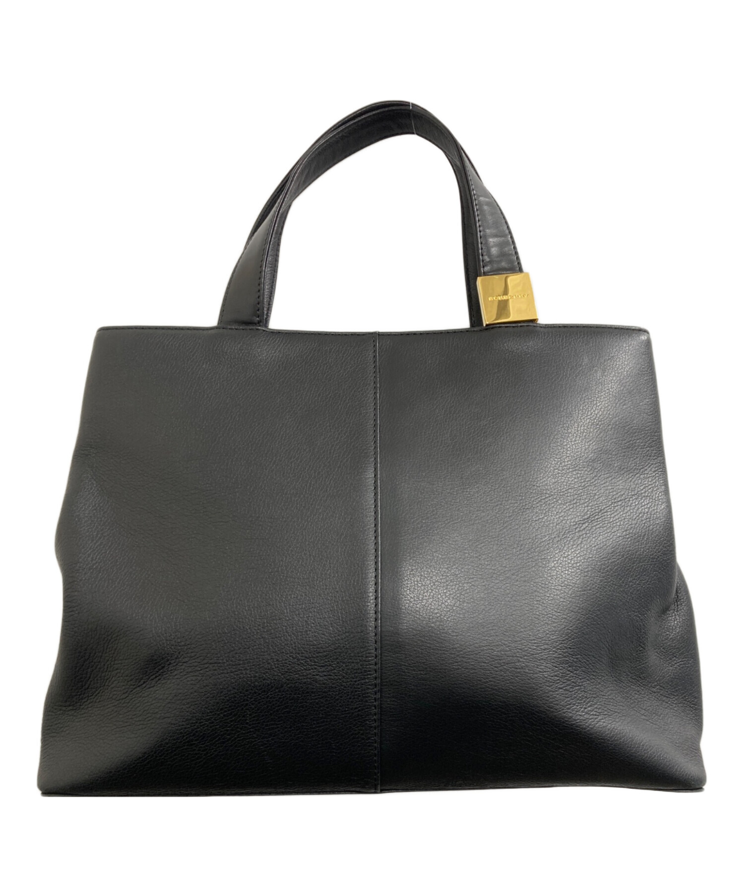 中古・古着通販】BURBERRY (バーバリー) レザーハンドバッグ ブラック