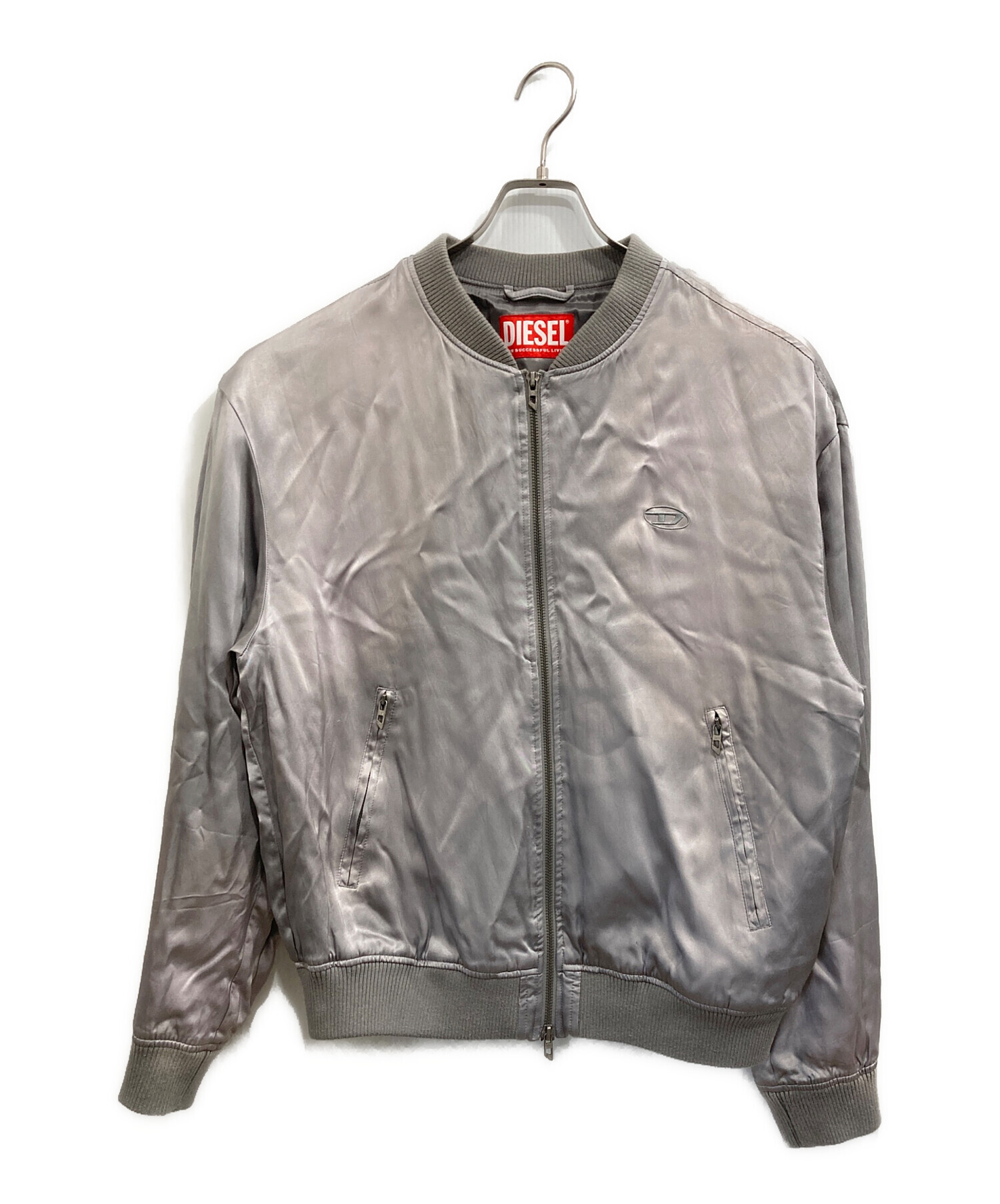 ほぼ未使用品 DIESEL Dロゴ シルバーMA1 スーパーストレッチ サテン 未使用 ディーゼル 5万 Dロゴ シルバー MA1 スーパーストレッチ サテン