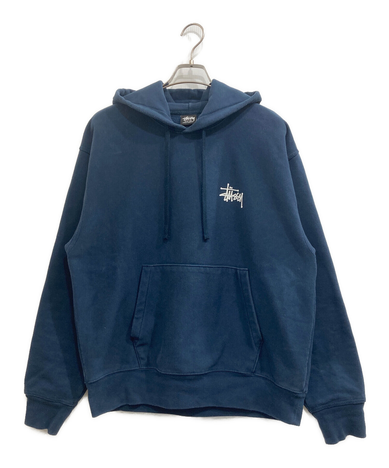 古着 STUSSYフーディー Mサイズ 青 ステューシー パーカー 