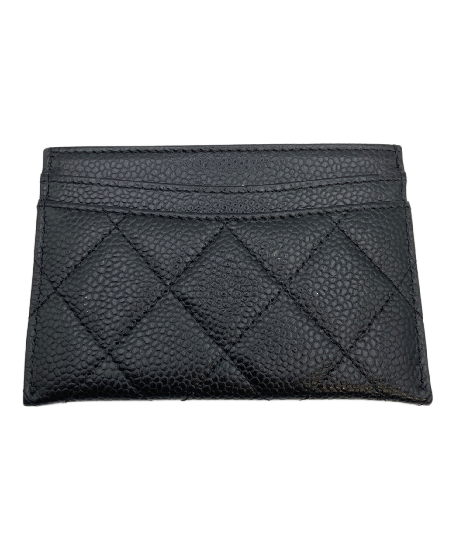 CHANEL マトラッセ キャビアスキン ケース ブラック 中古・古着通販】CHANEL (シャネル) マトラッセ キャビアスキン カード