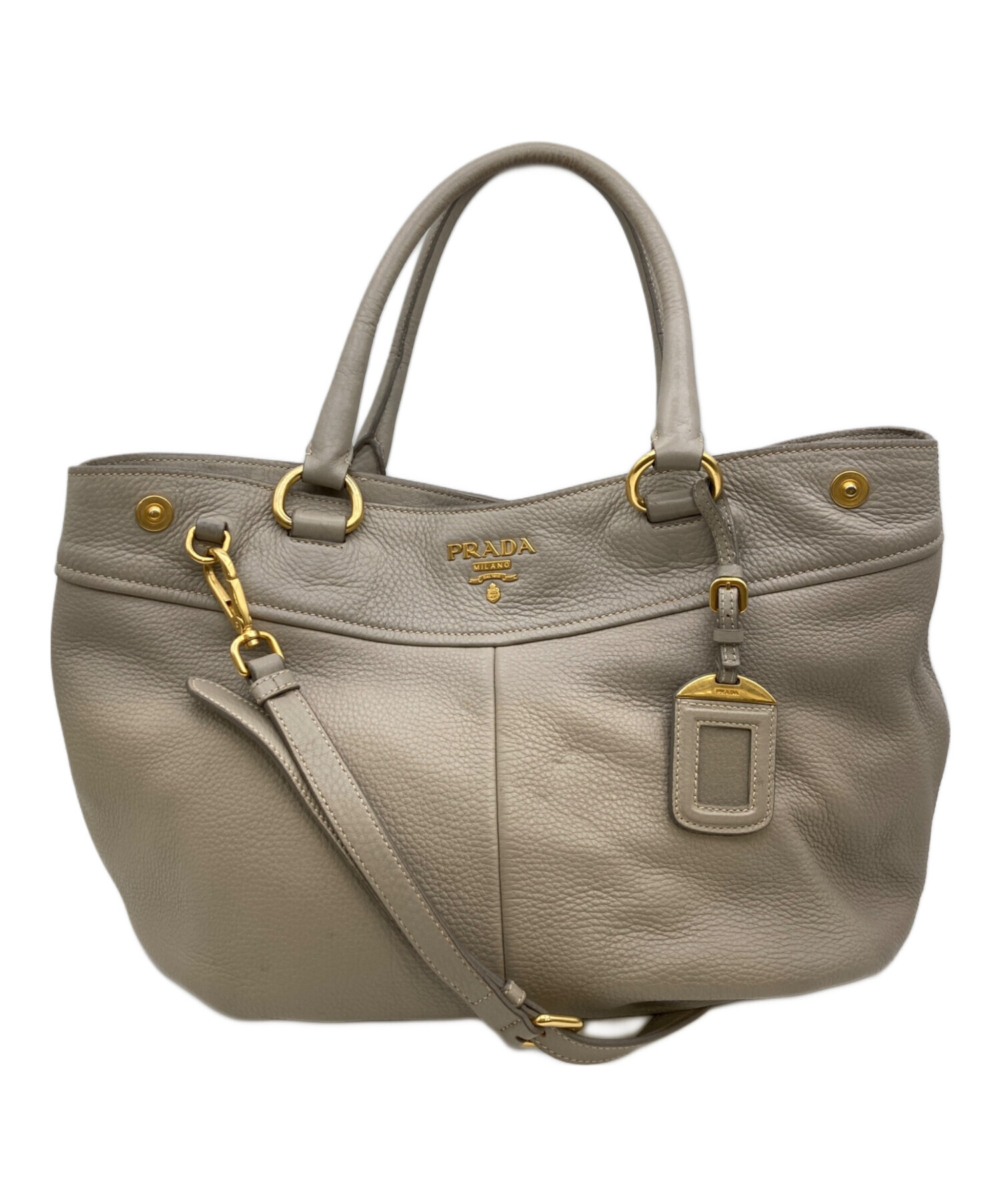 本物 プラダ PRADA レザー 2WAY ショルダーバッグ ハンドバッグ ポシェット ベージュ バッグ 中古・ 中古・古着通販】PRADA (プラダ) 2WAYレザーハンドバッグ/ショルダー