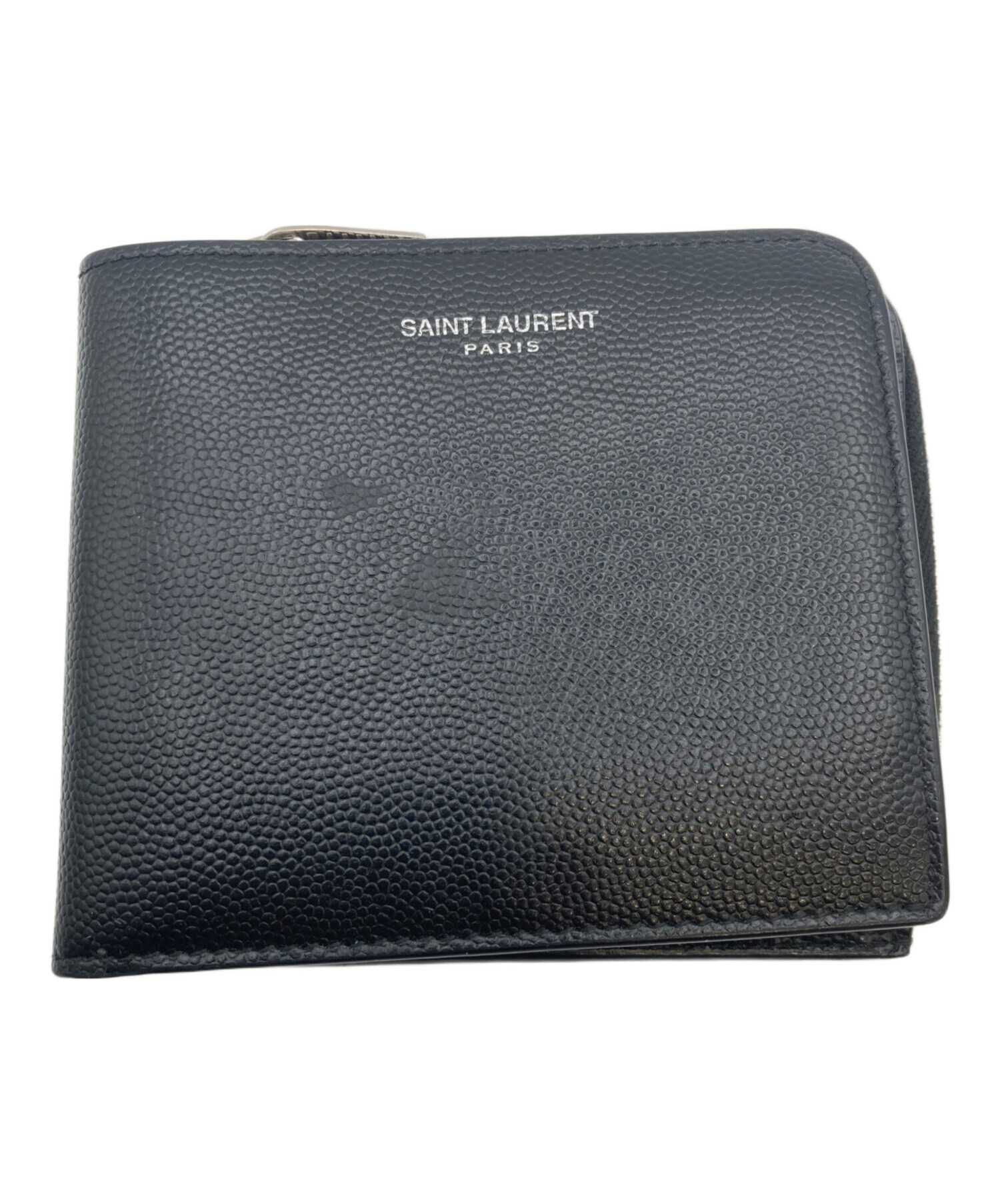 希少✨良品✨サンローランパリ  折財布 ロゴプリント L字ファスナー 黒 中古・古着通販】Saint Laurent Paris (サンローランパリ) L字