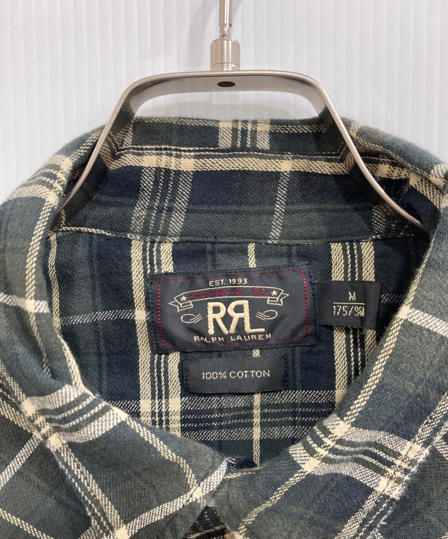 RRL ネイビー ネルシャツ XL 中古・古着通販】RRL (ダブルアールエル) チェックウエスタン
