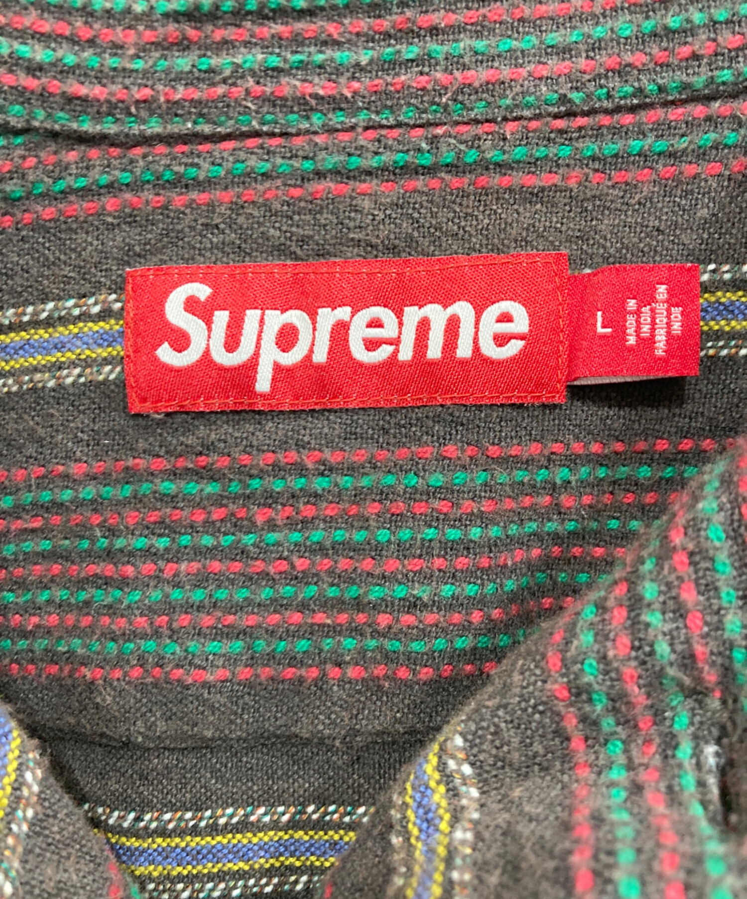 中古・古着通販】Supreme (シュプリーム) Woven Stripe Shirt ブラウン