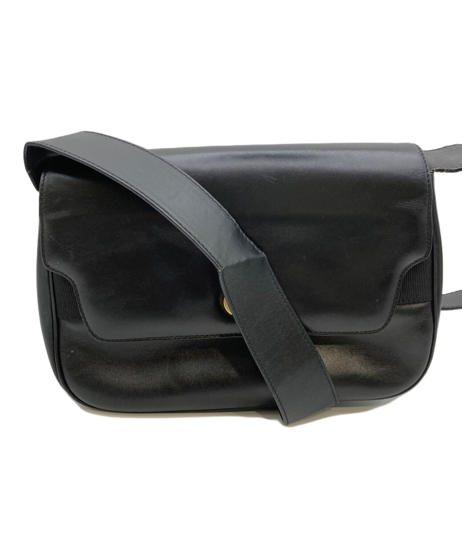 【ヴァラ リボン 】フェラガモ　レザーショルダーバッグ  ブラック　ヴィンテージ Salvatore Ferragamo サルヴァトーレ フェラガモ ショルダーバッグ