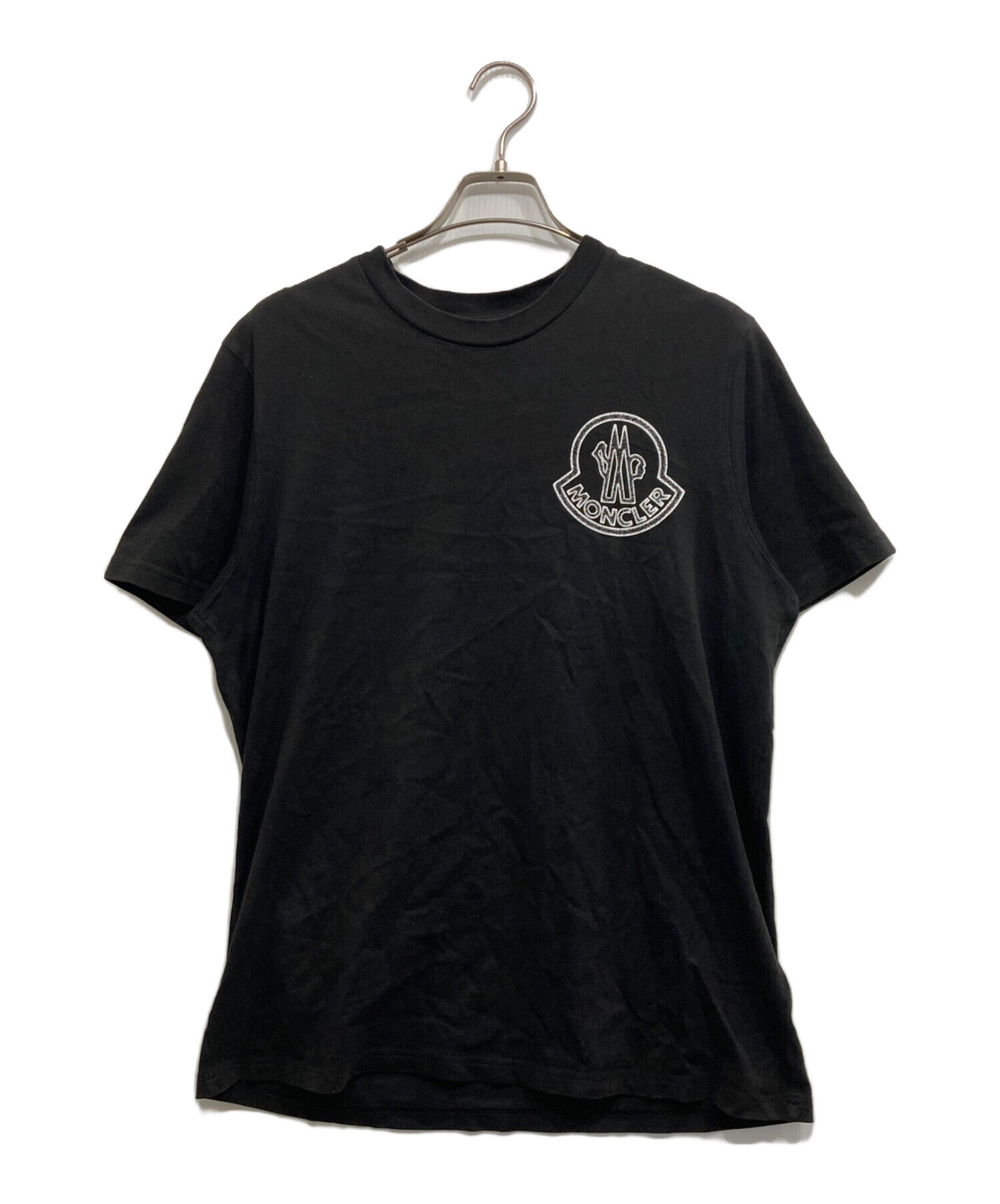 良品 MONCLER モンクレール Tシャツ カットソー 半袖 ロゴ プリント クラック加工 サイズXS 白 ホワイト レディース 古着 中古 USED MONCLER（モンクレール） 良品 Tシャツ カットソー 半袖 ロゴ プリント