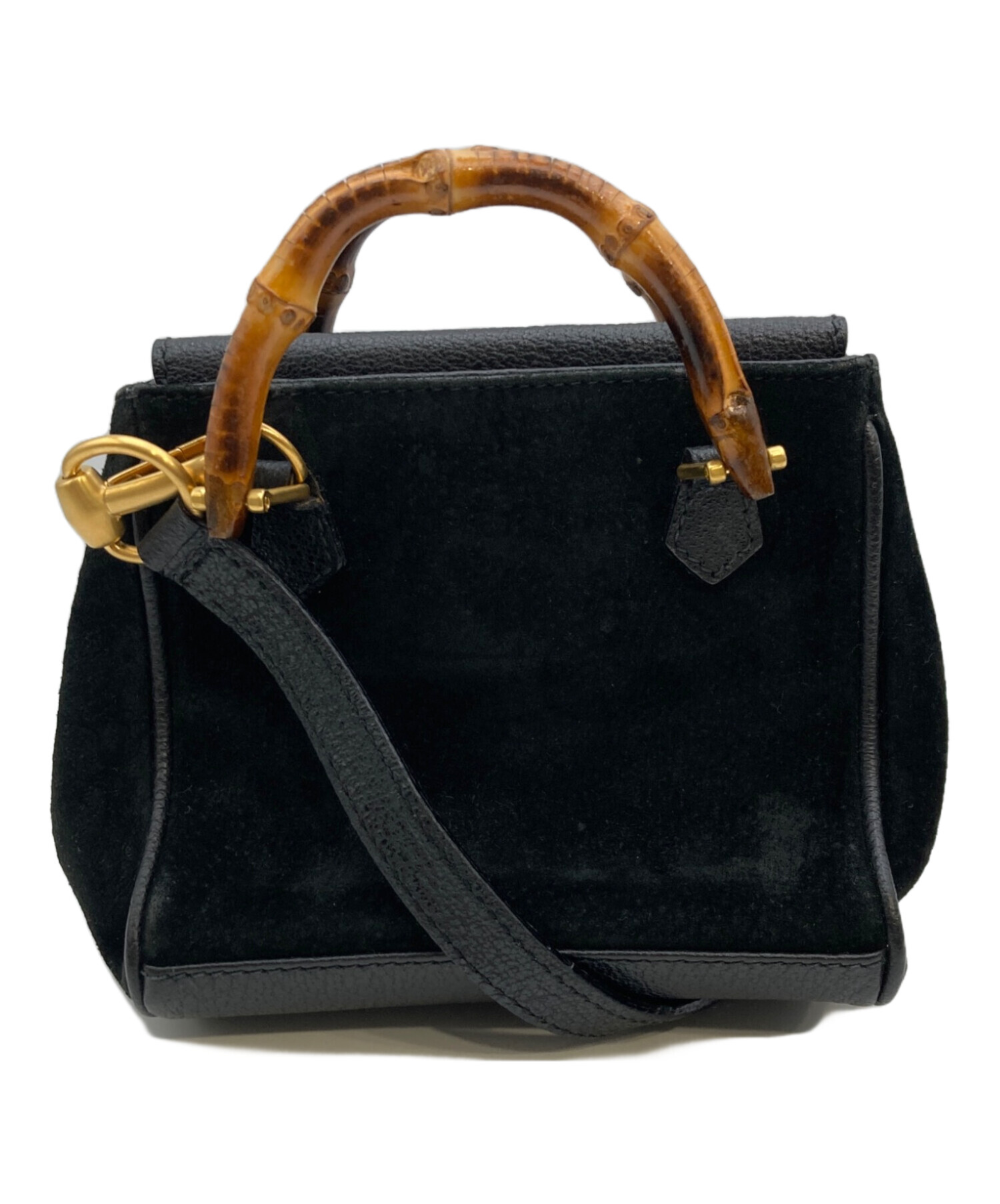 グッチ バンブー ミニ ハンドバッグ 2Way ショルダーバッグ ブラック 中古・古着通販】GUCCI (グッチ) バンブー ハンドバッグ ミニ