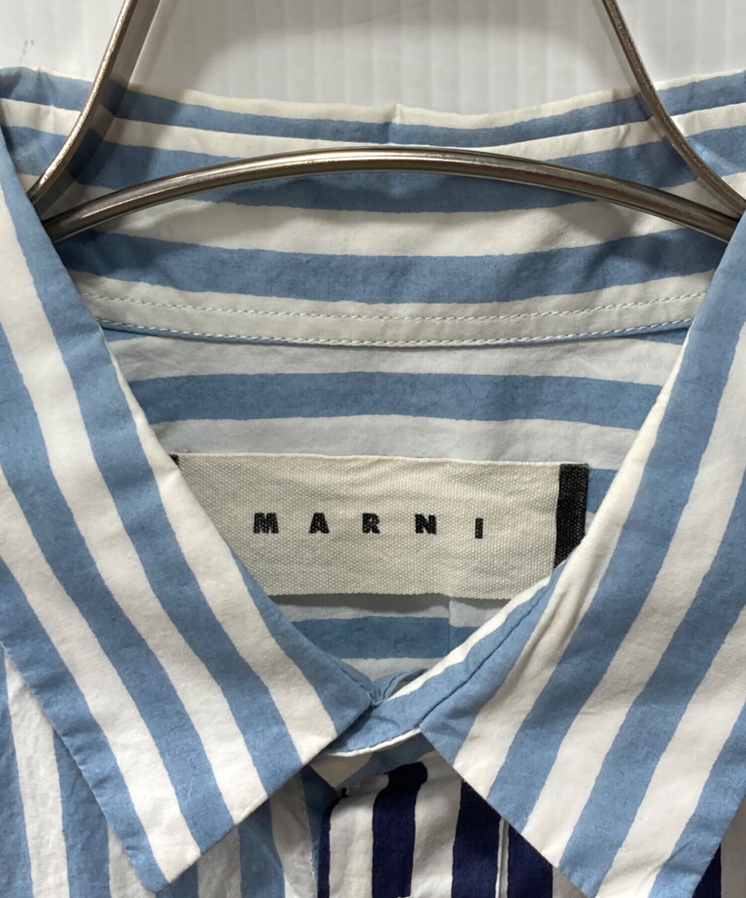 中古・古着通販】MARNI (マルニ) 切替ストライプシャツ ブルー