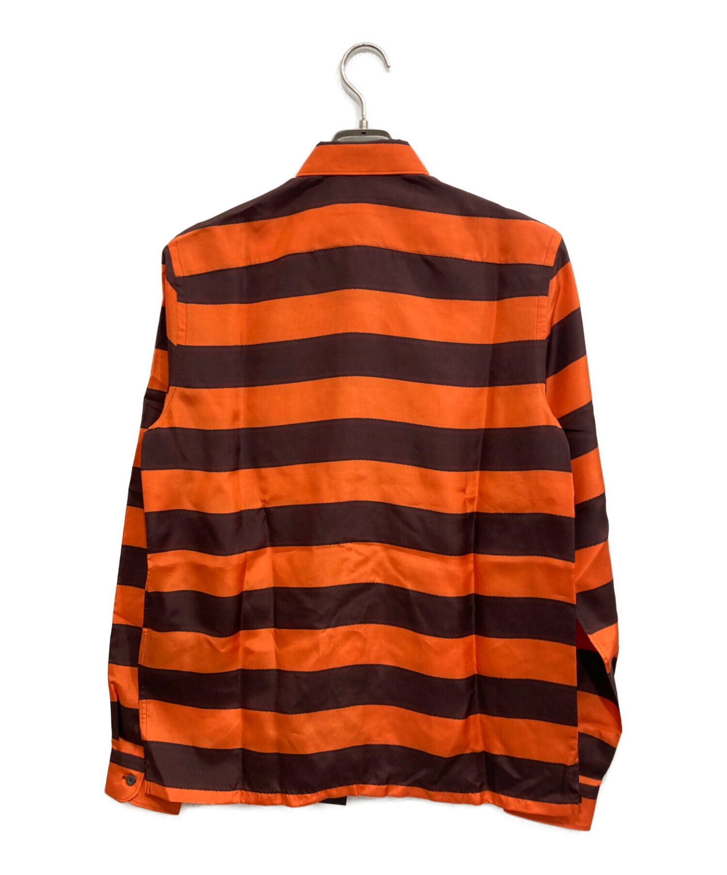 中古・古着通販】PRADA (プラダ) シルクボーダーシャツ オレンジ