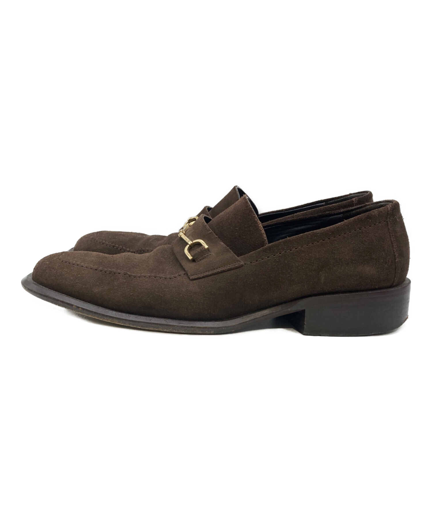 中古・古着通販】GUCCI (グッチ) スクエアトゥ ローファー ブラウン 