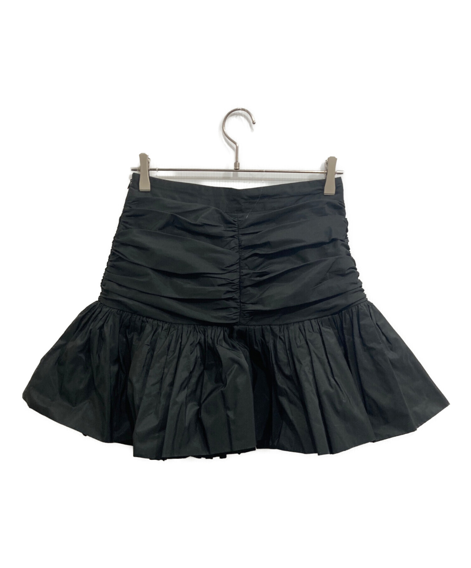 PATOU パトゥ／コットンギャバシンラッフルミニスカート／34サイズ　黒 中古・古着通販】patou (パトゥ) リサイクルファイユ ラッフル ミニ