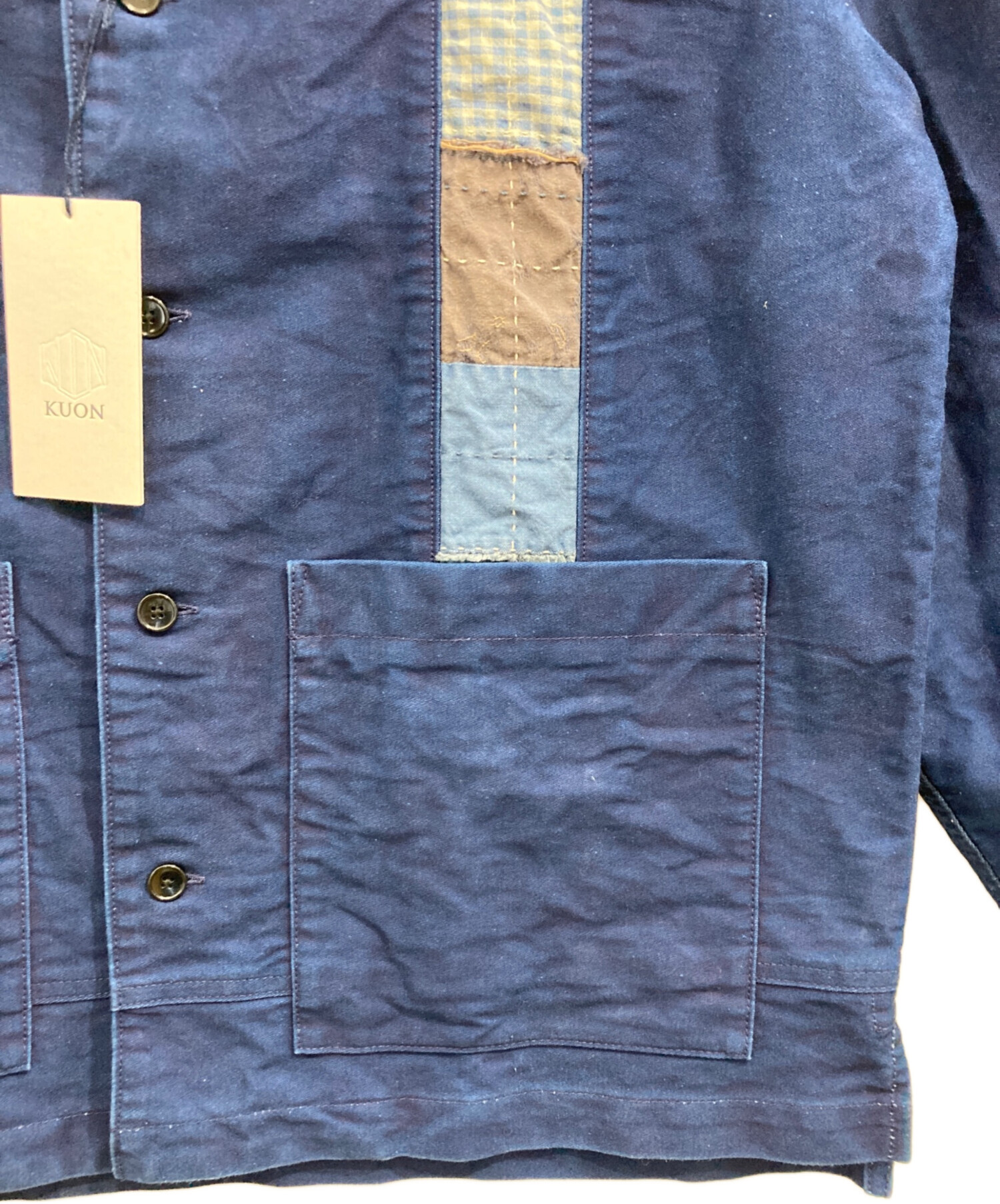 中古・古着通販】KUON (クオン) ボロ ストライプ キモノカラー シャツ