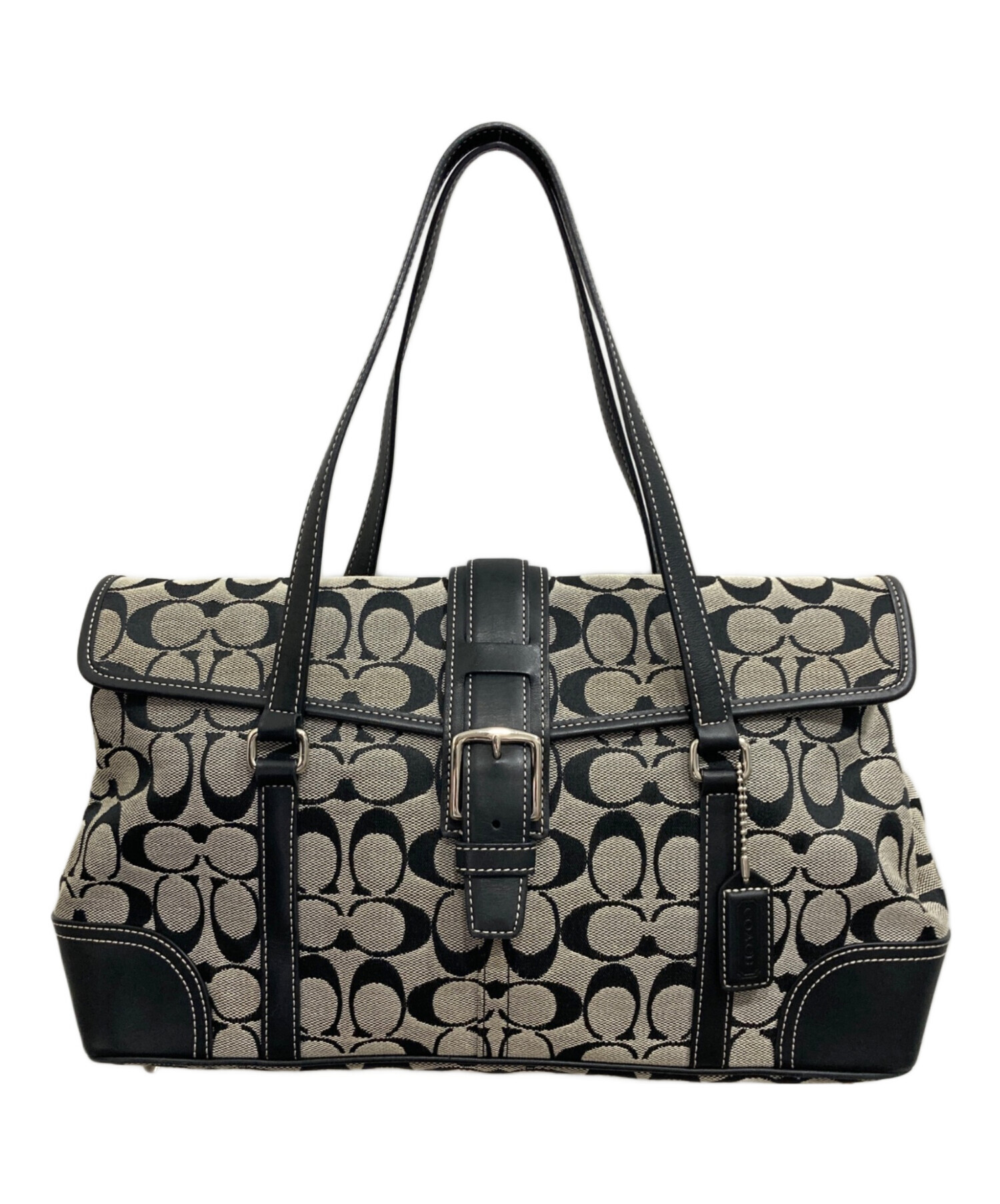 COACH シグネチャー ハンドバッグ グレー 中古・古着通販】COACH (コーチ) シグネチャーハンドバッグ グレー