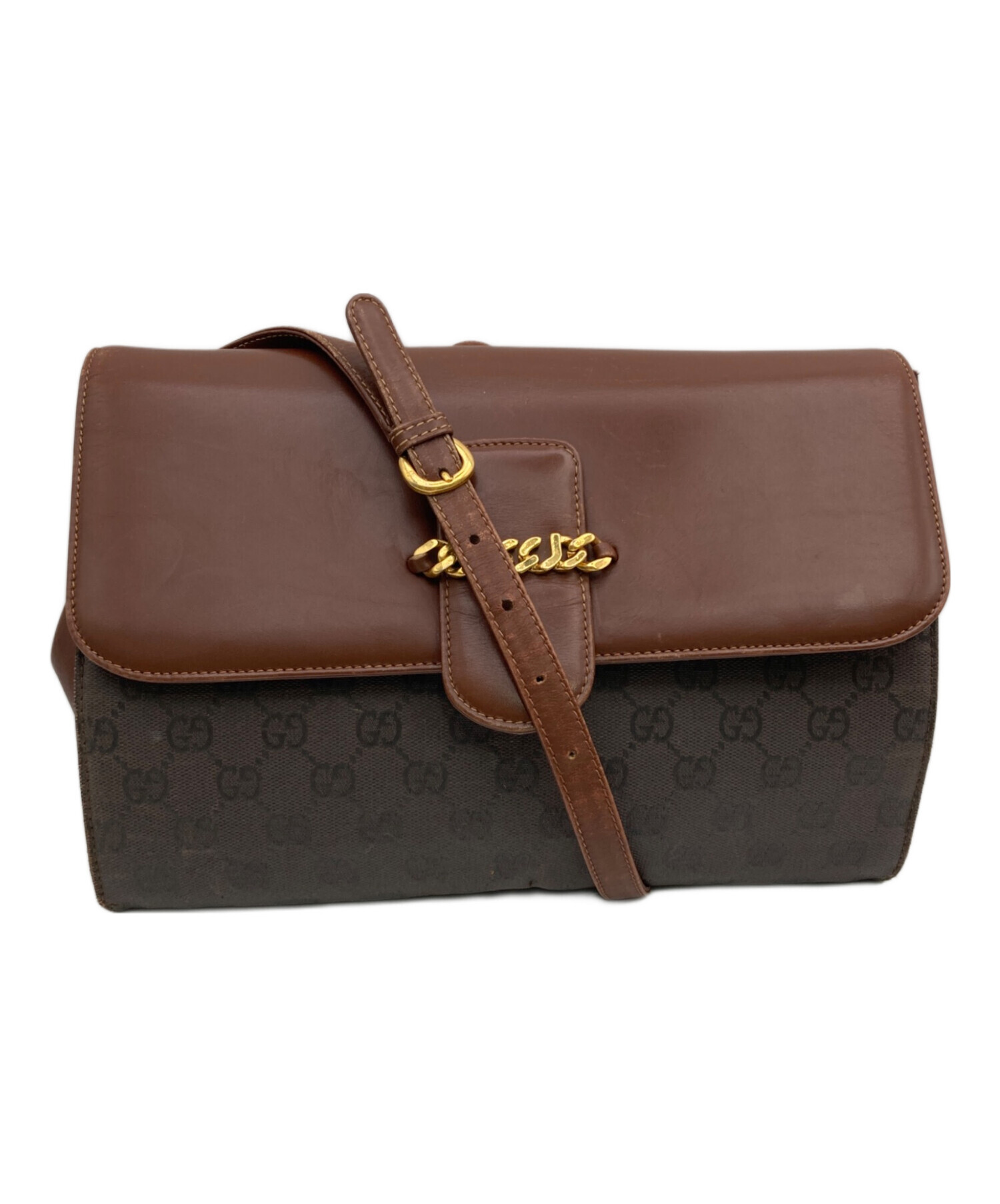 中古・古着通販】GUCCI (グッチ) キャンパスレザーショルダーバッグ