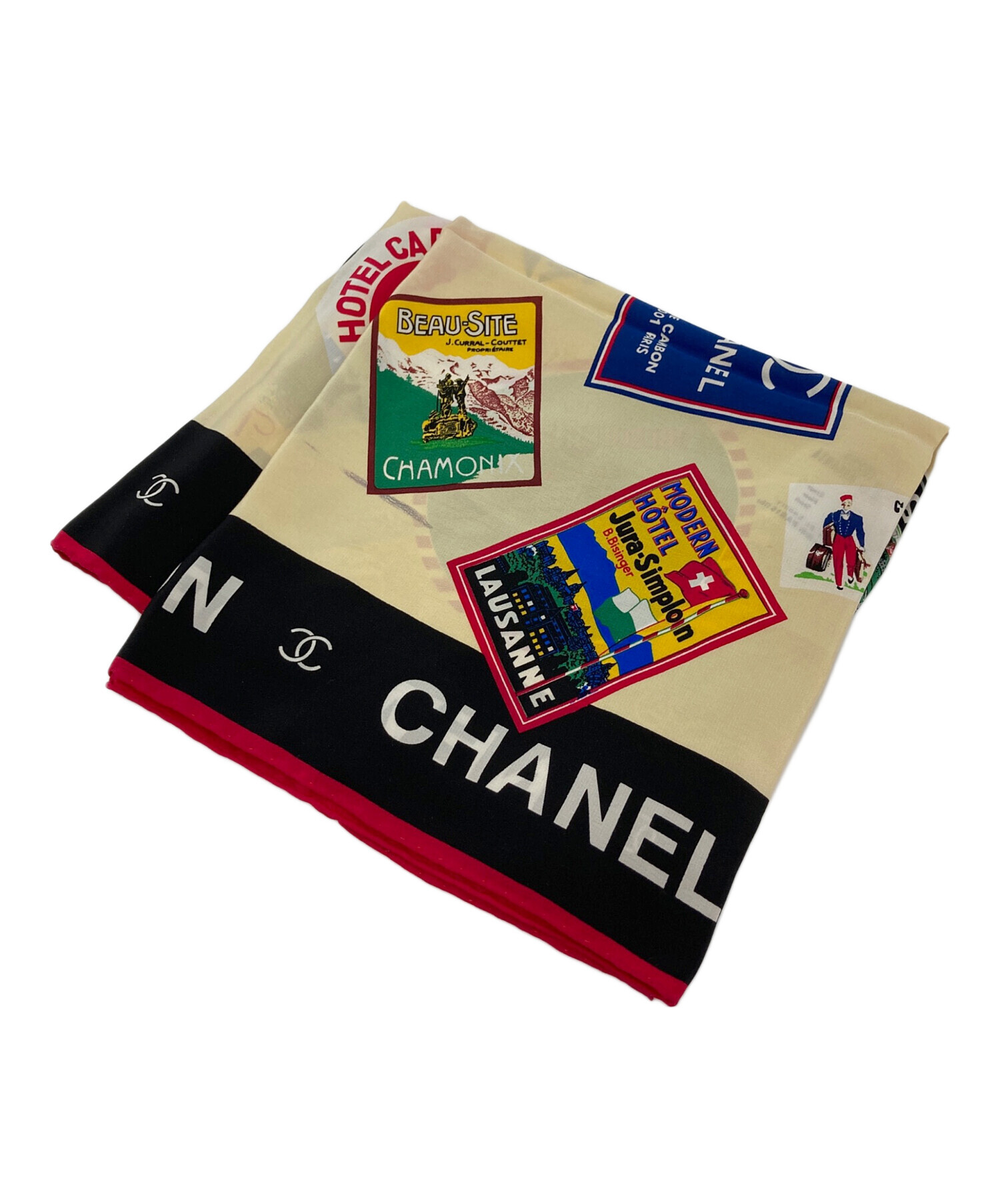 CHANEL 切手デザイン スカーフ 中古・古着通販】CHANEL (シャネル) 世界切手モチーフシルクスカーフ