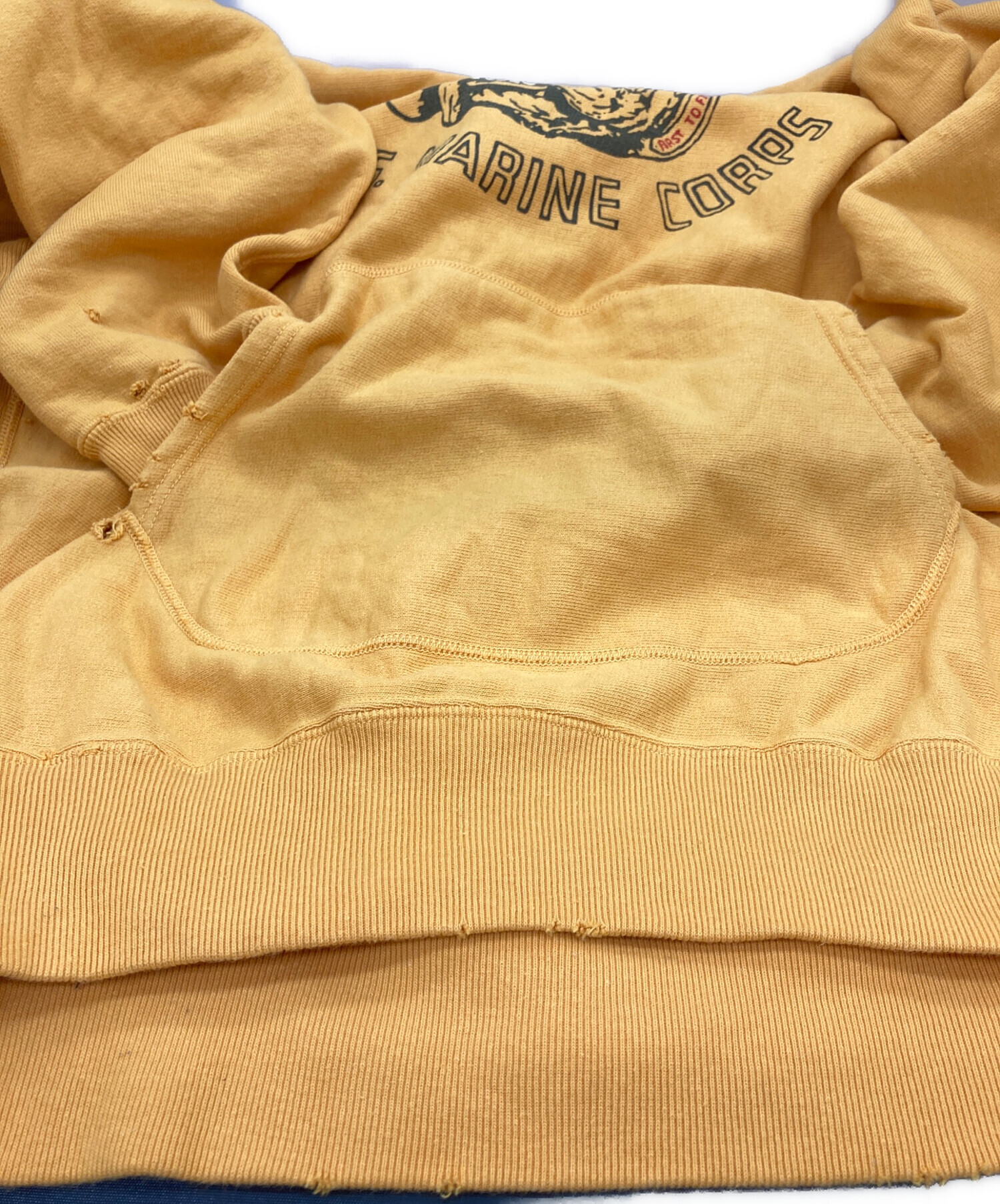 XL 25SS バウワウ USMC ブルドッグ ビンテージ 加工 パーカー 黄 中古 