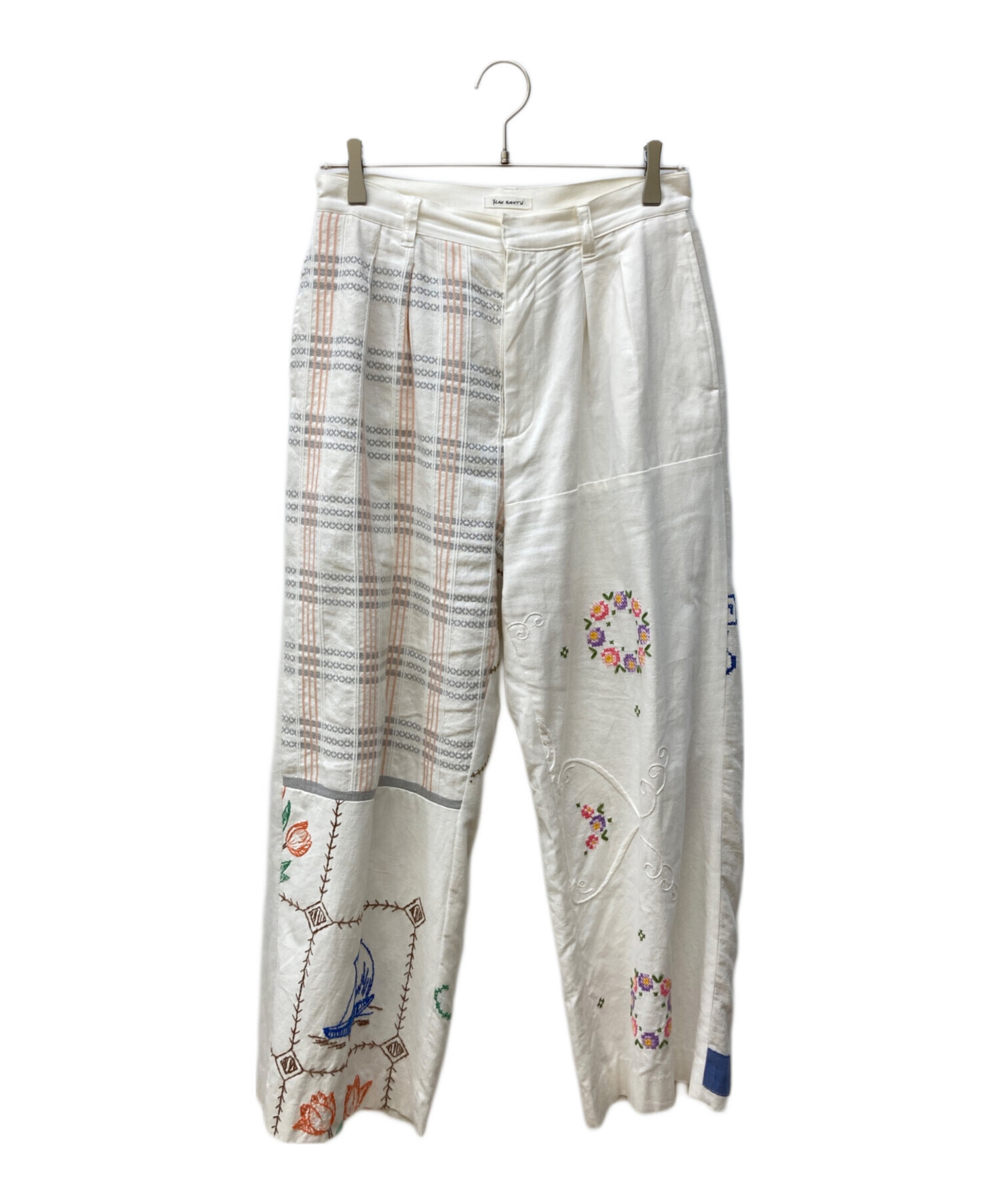 中古・古着通販】YEAH RIGHT! (イェーライト) 花柄刺繍パンツ ホワイト