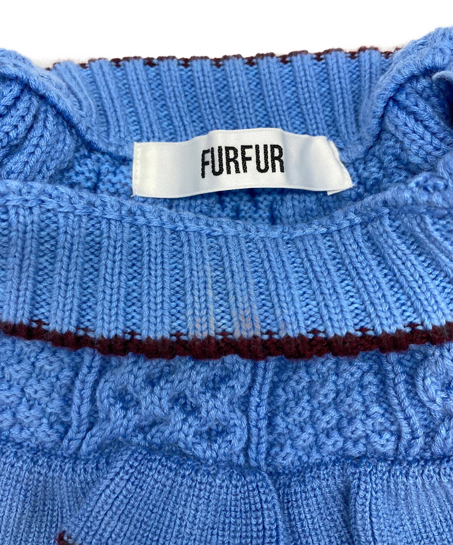 中古・古着通販】furfur (ファーファー) フリルヨークケーブルセーター 