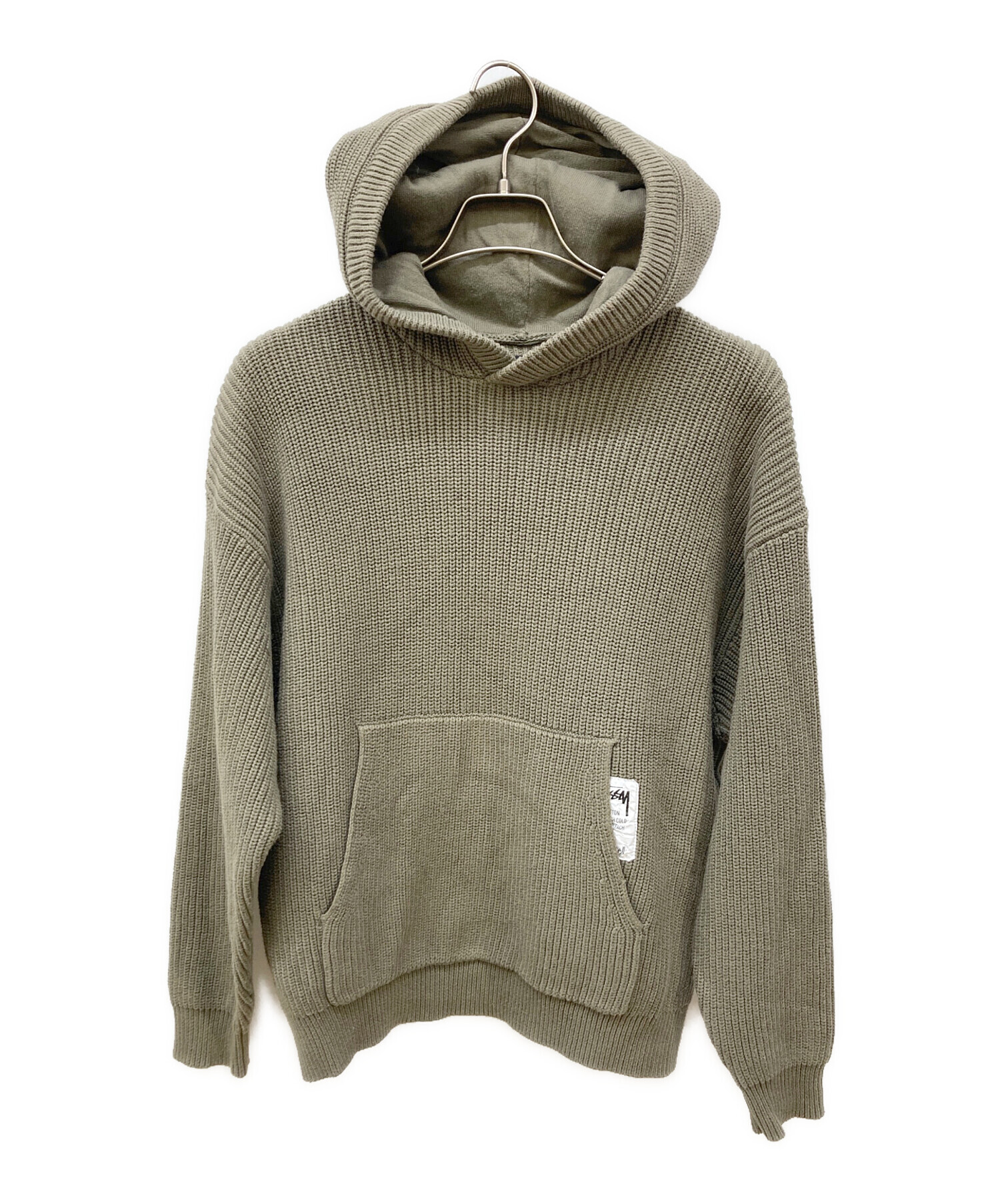Stussyオリーブ　即完売品パーカー 中古・古着通販】stussy (ステューシー) Cotton Knit Hood オリーブ