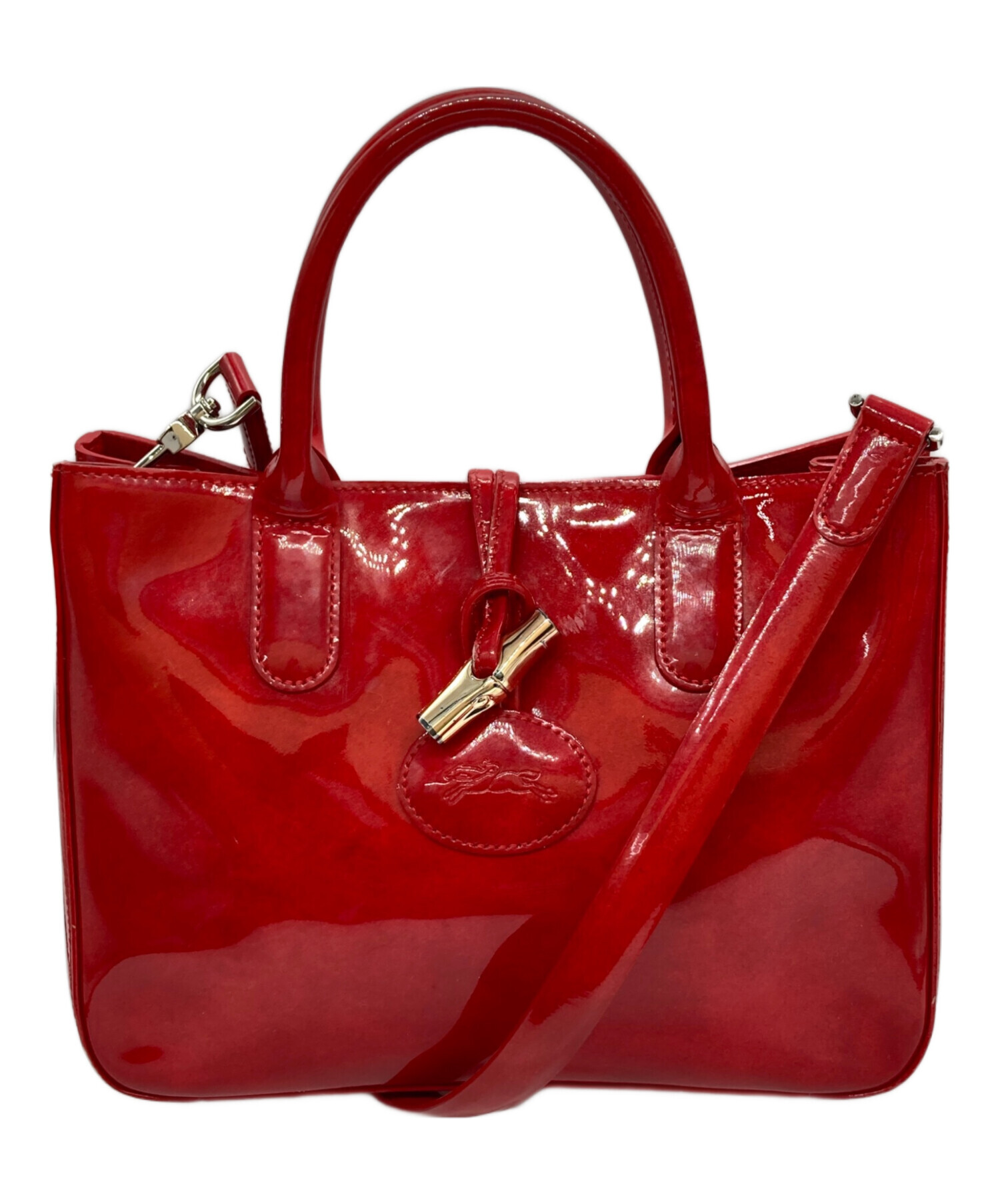 中古・古着通販】LONGCHAMP (ロンシャン) エナメルショルダーバッグ