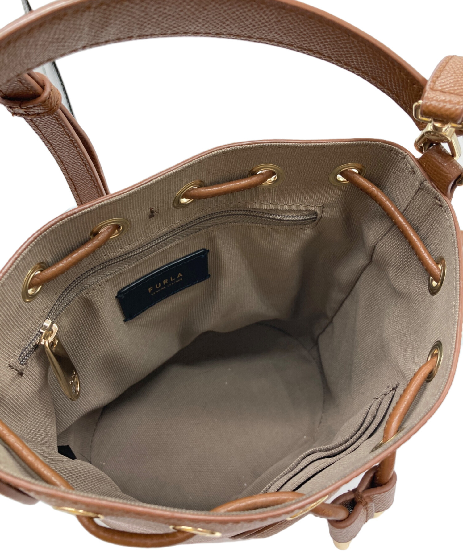 【美品】FURLA バケットバッグ　ブラウン 中古・古着通販】FURLA (フルラ) バケットバッグ ブラウン｜ブランド