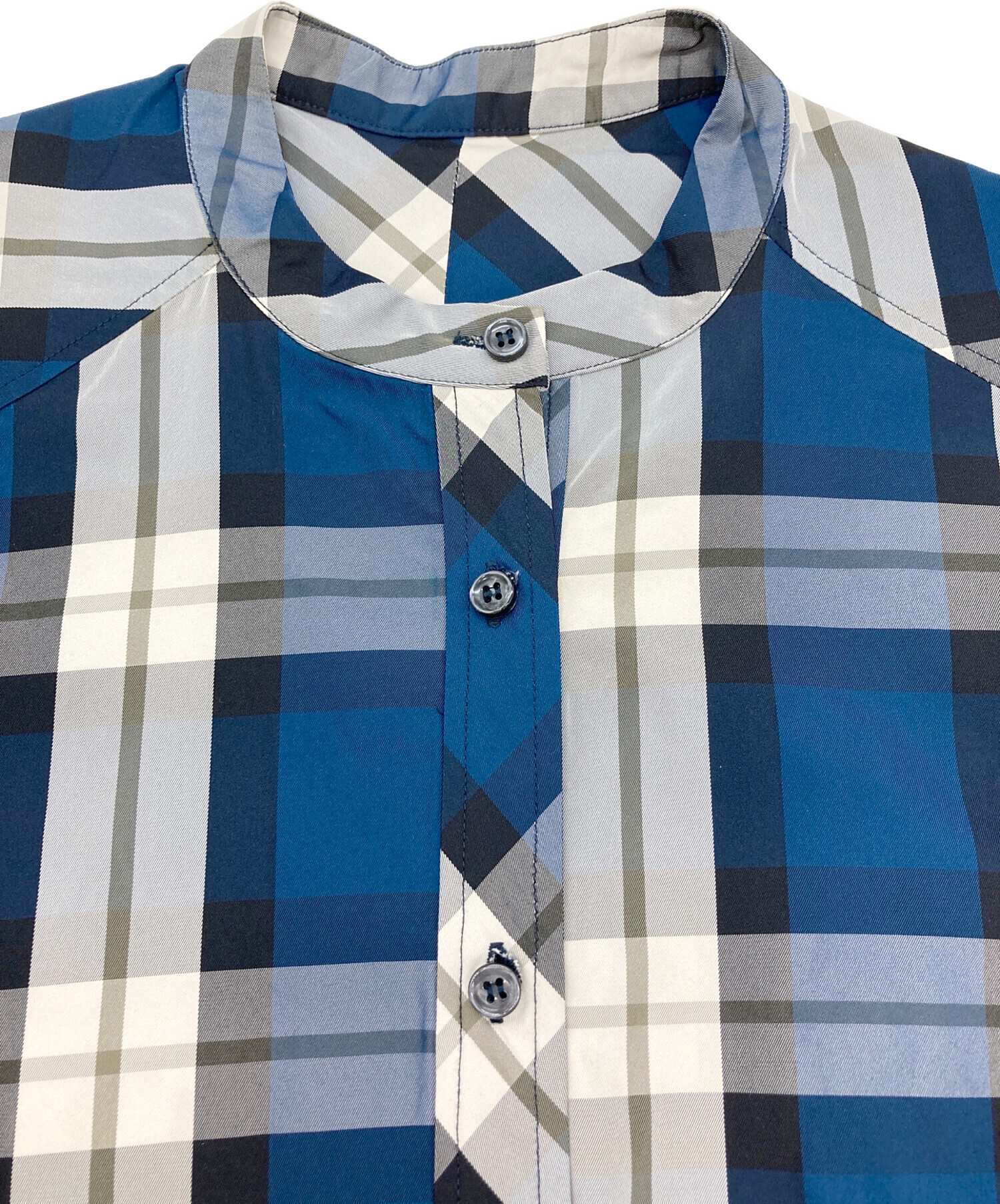 machattマチャットチェック シャツブルー