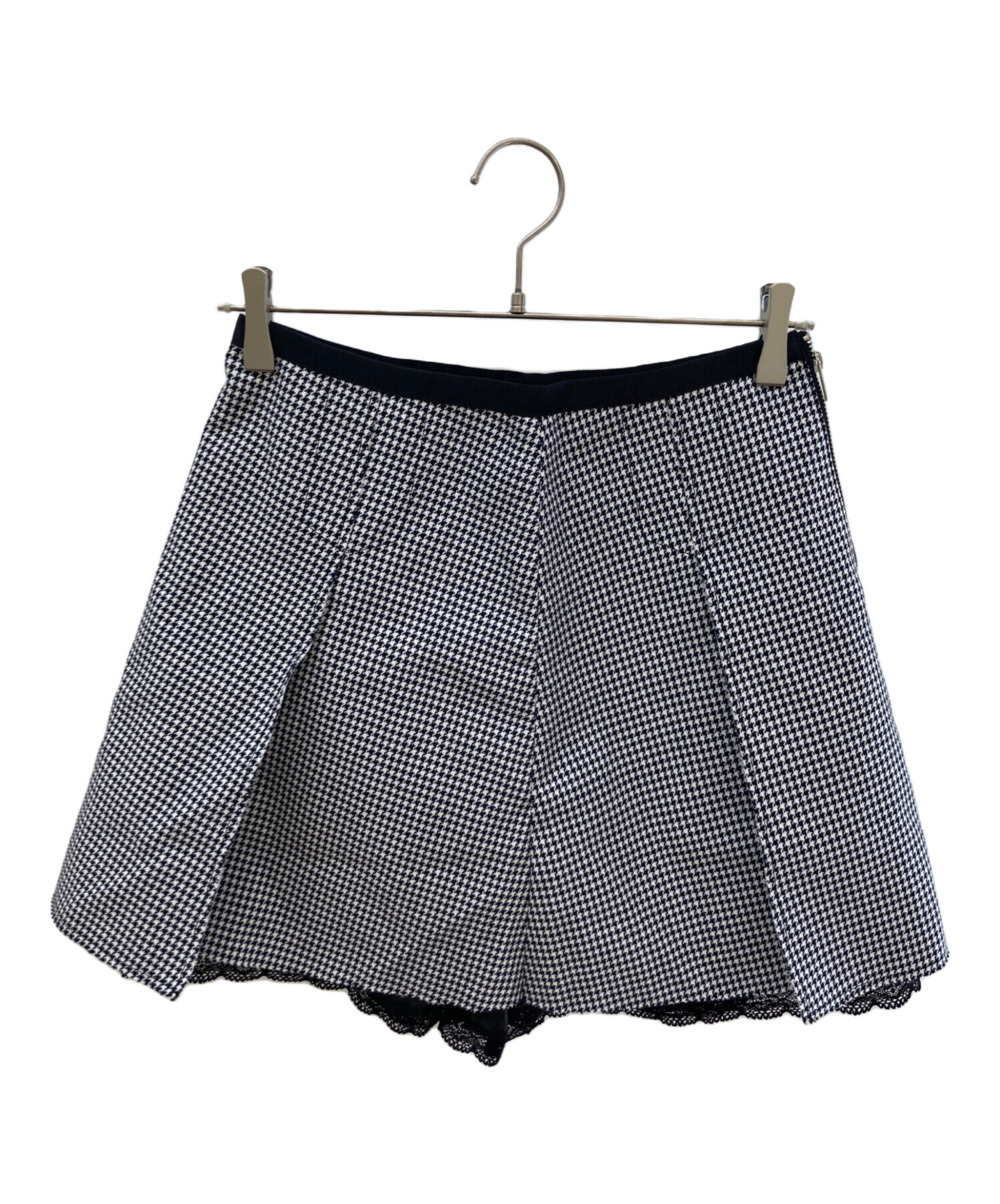 【お値下げ】sacai luck (サカイ ラック) 濃紺ウールメルトンスカート 中古・古着通販】sacai luck (サカイラック) ミニスカート ブラック
