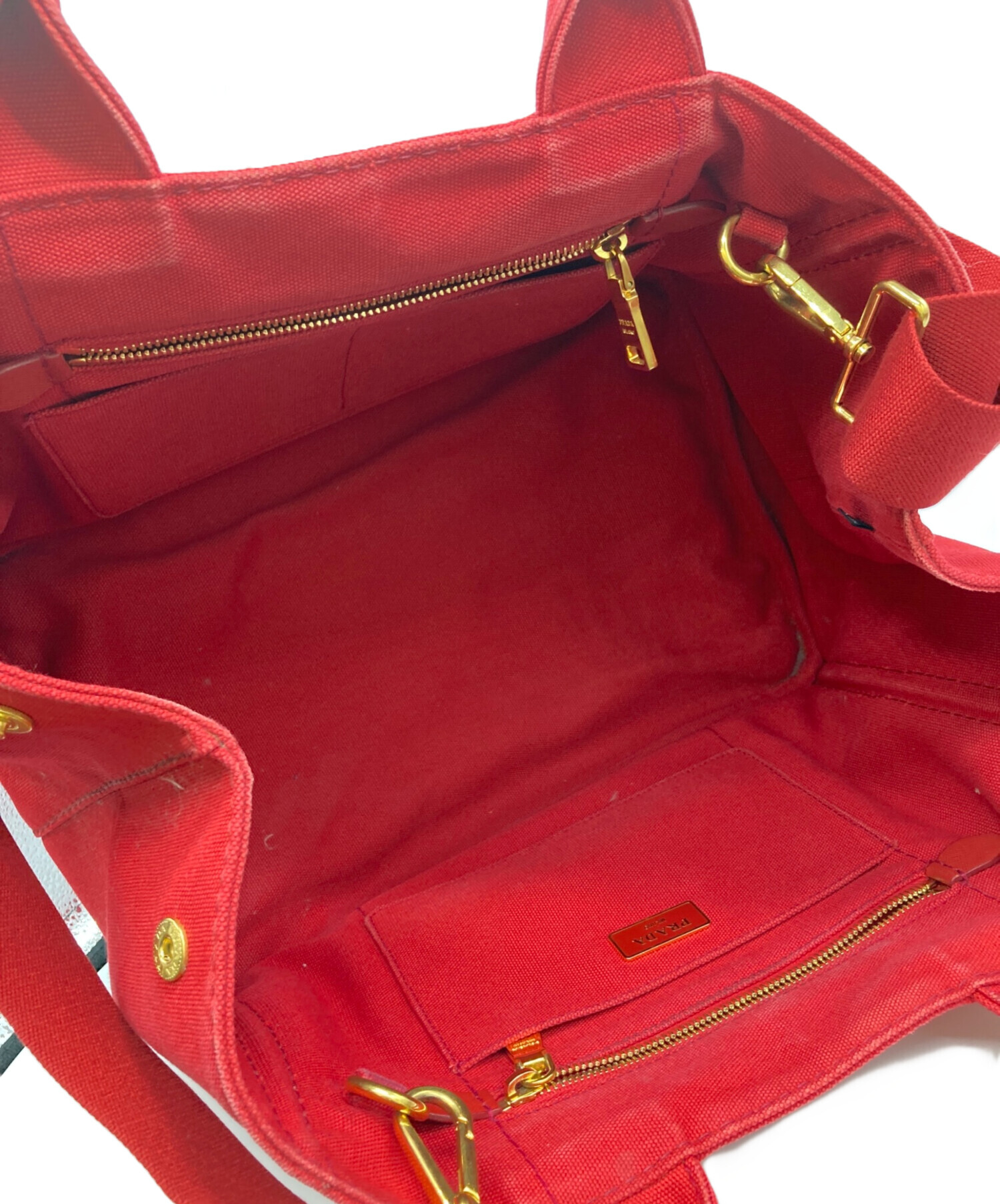 中古・古着通販】PRADA (プラダ) キャンバストートバッグ レッド