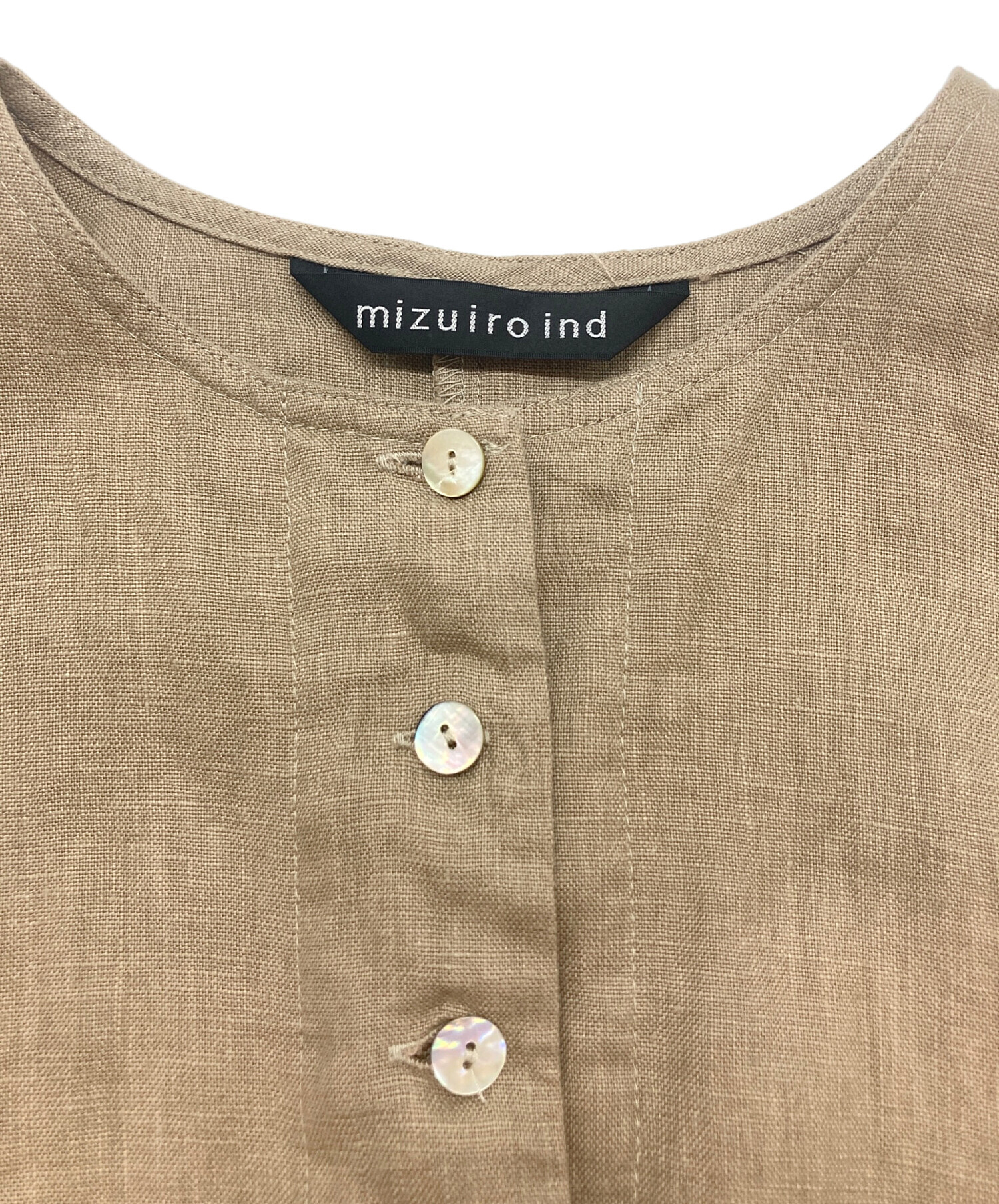 中古・古着通販】mizuiro-ind (ミズイロインド) リネンノースリーブ 