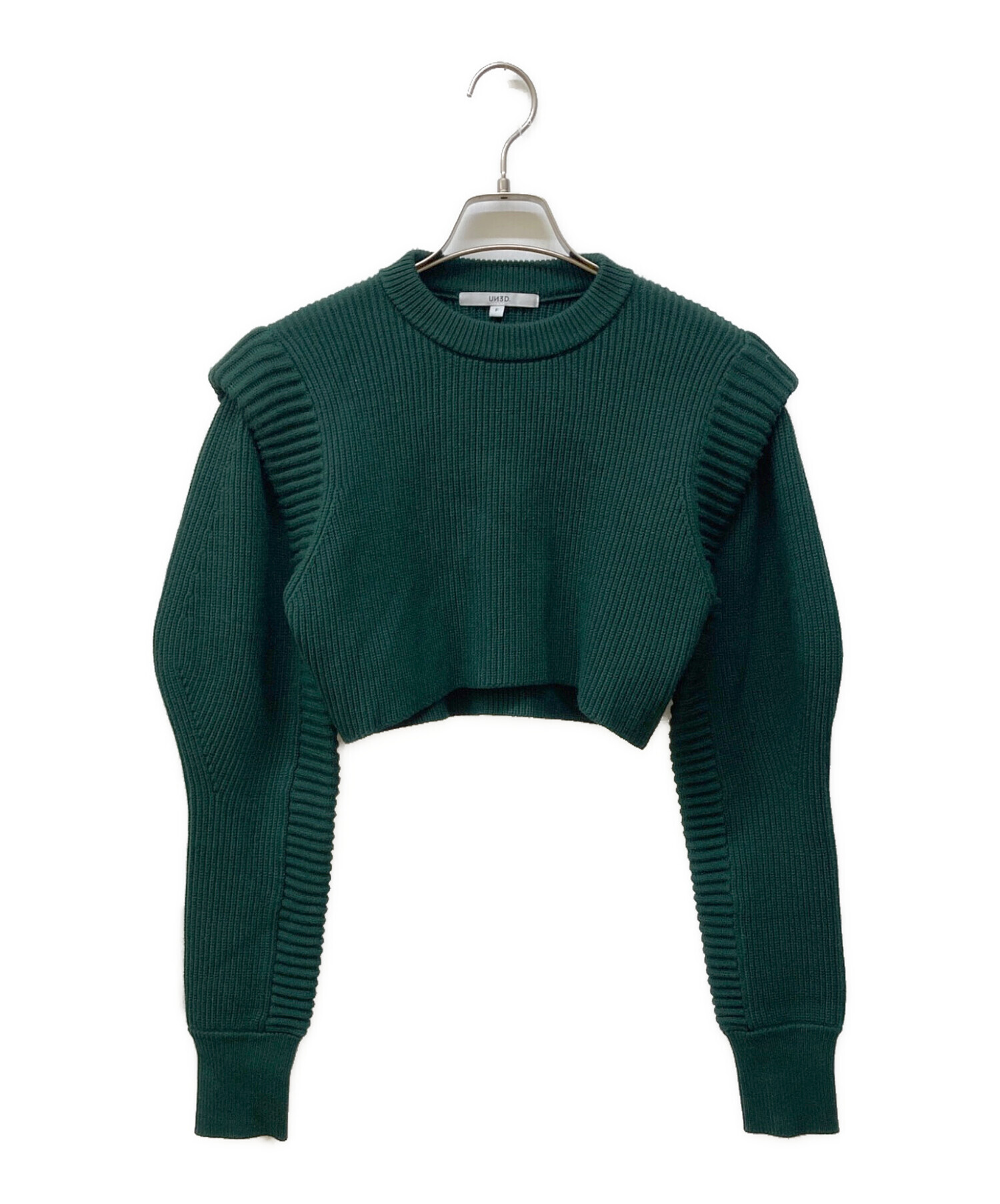 【未使用品】UN3D.アンスリード　レイヤードニット　グリーン 中古・古着通販】UN3D. (アンスリード) ショート丈ニット グリーン