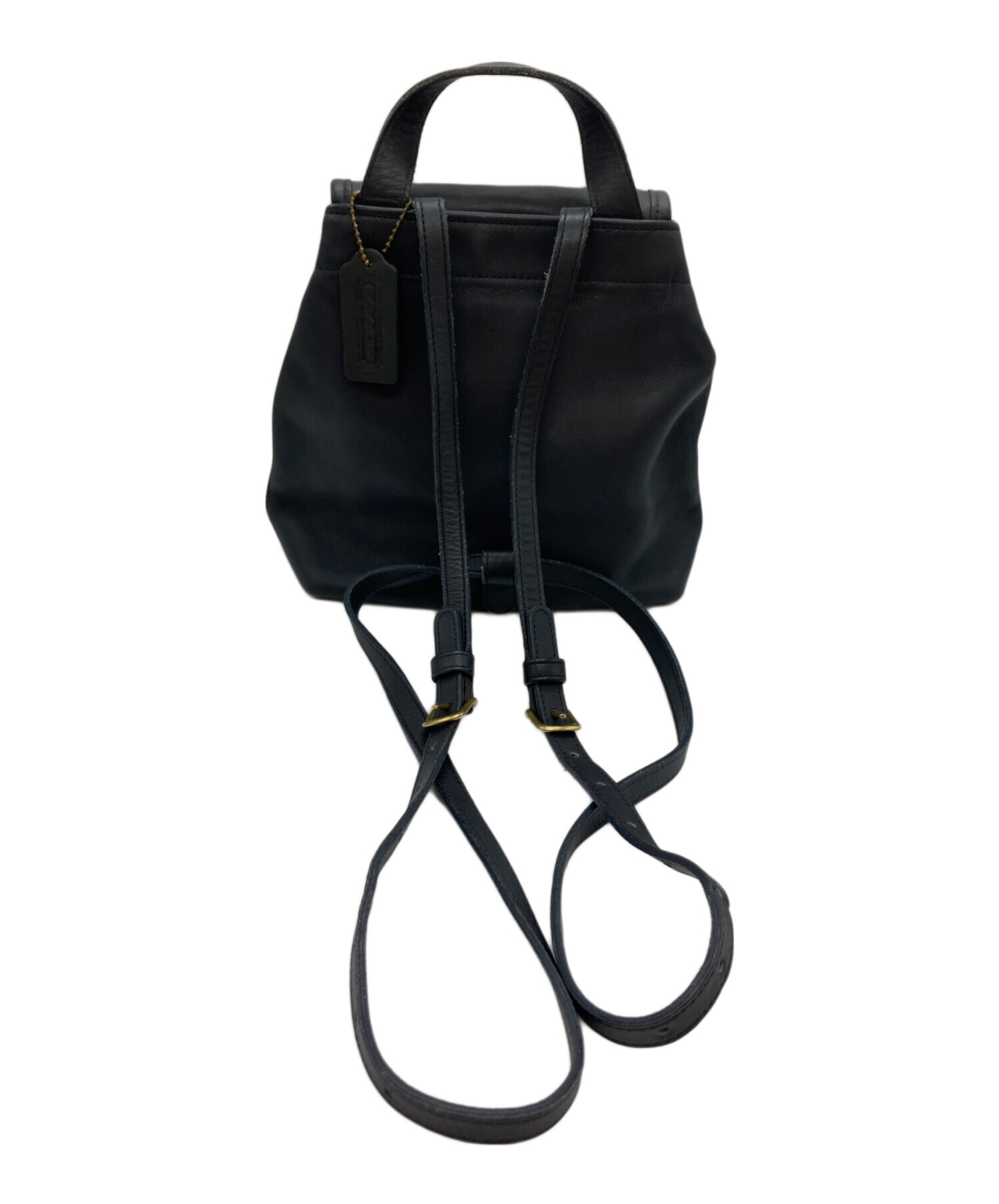 中古・古着通販】COACH (コーチ) レザーミニバックパック ネイビー 