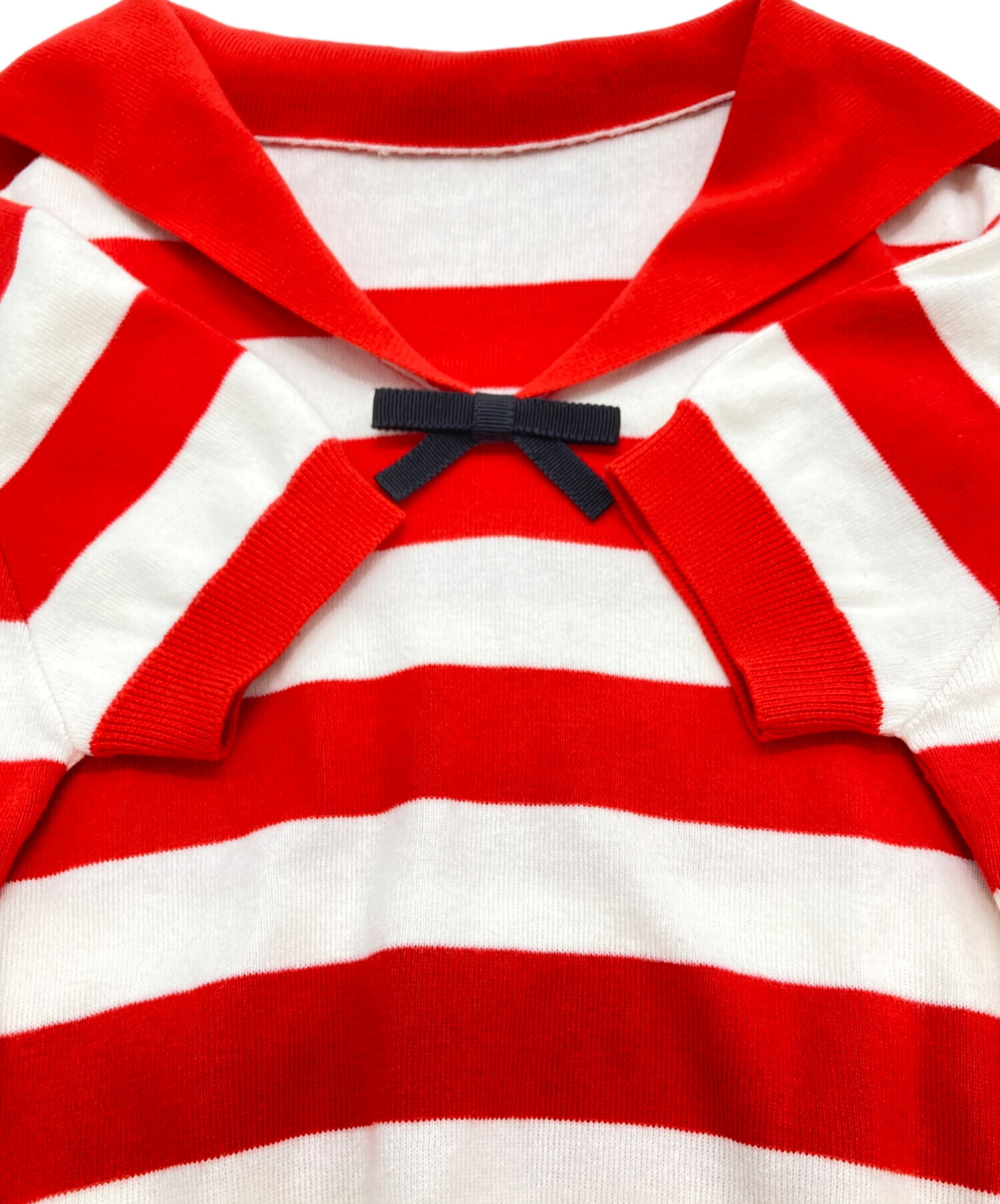 MIU MIU 　ストライプ ニット 半袖 MIU MIU ストライプ柄の半袖ポロセーター