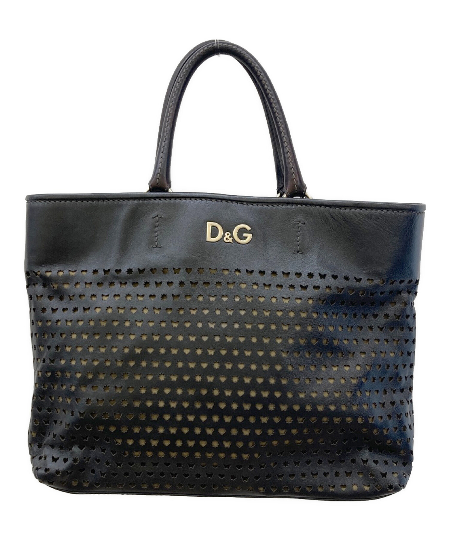 中古・古着通販】D&G (ディーアンドジー) パンチングレザートート 