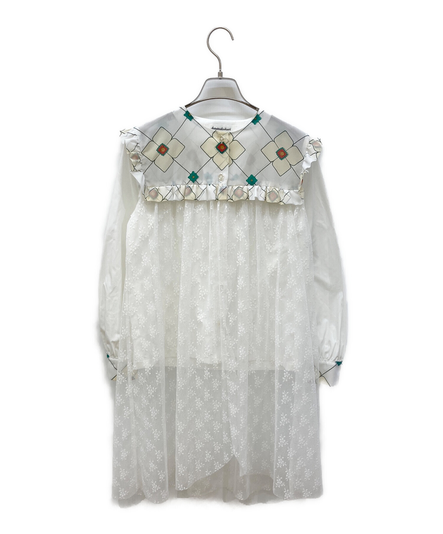 futatsukukuri フタツククリ 暮chic 背守りTシャツ 中古・古着通販】FUTATSUKUKURI (フタツククリ) レースドッキング