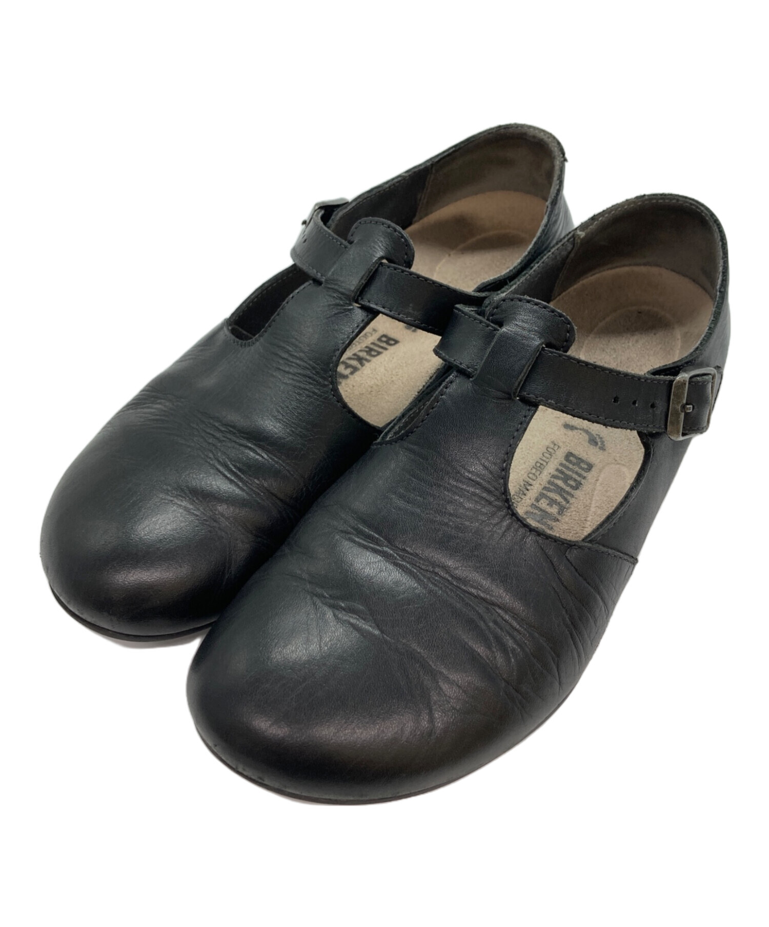 新品未使用ビルケンシュトック ティッケル レザー ブラック 24.5 中古・古着通販】BIRKENSTOCK (ビルケンシュトック) ティッケル/レザー
