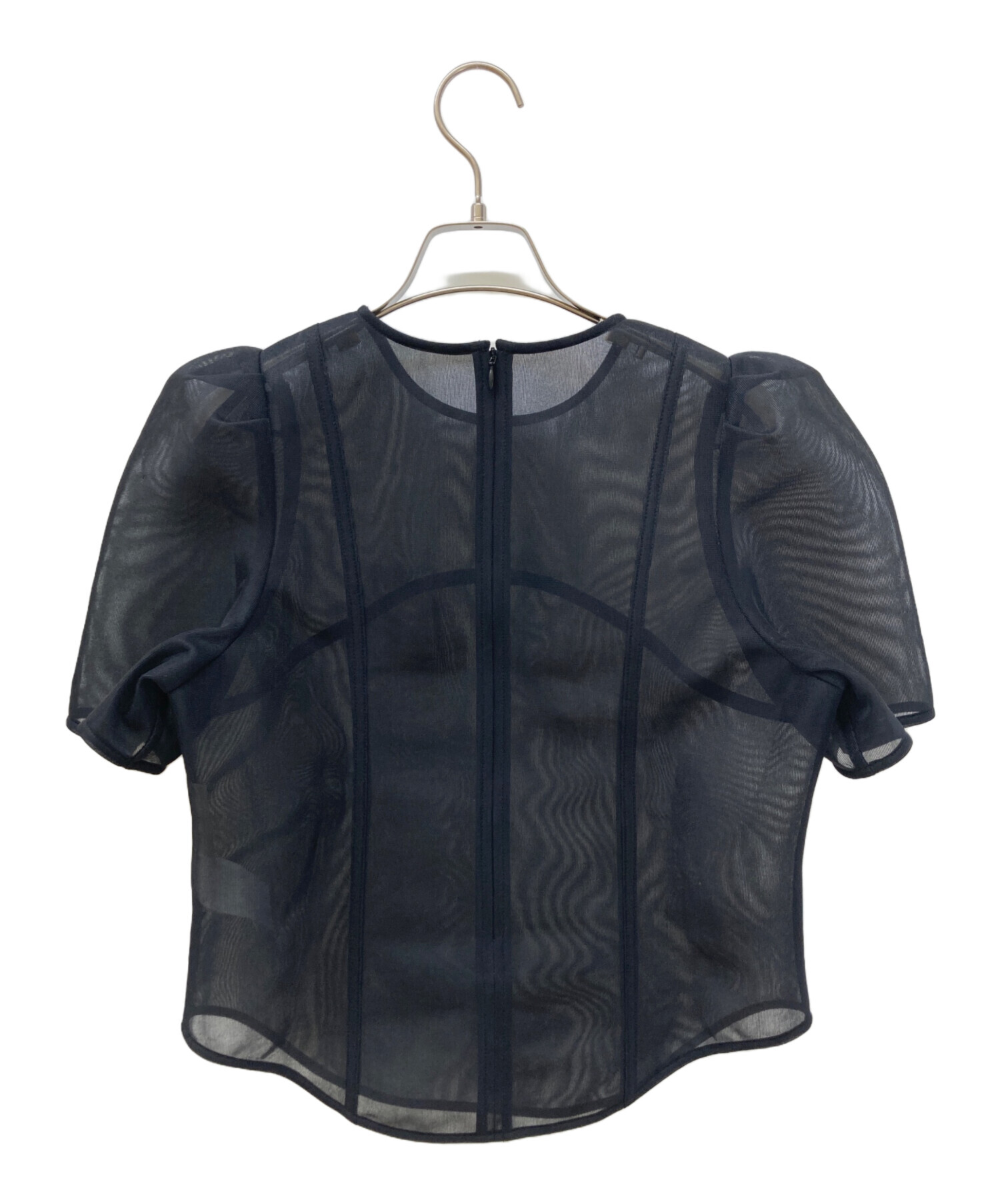 中古・古着通販】Ameri (アメリ) SHEER CARDBOARD PUFF SHOULDER TOP 