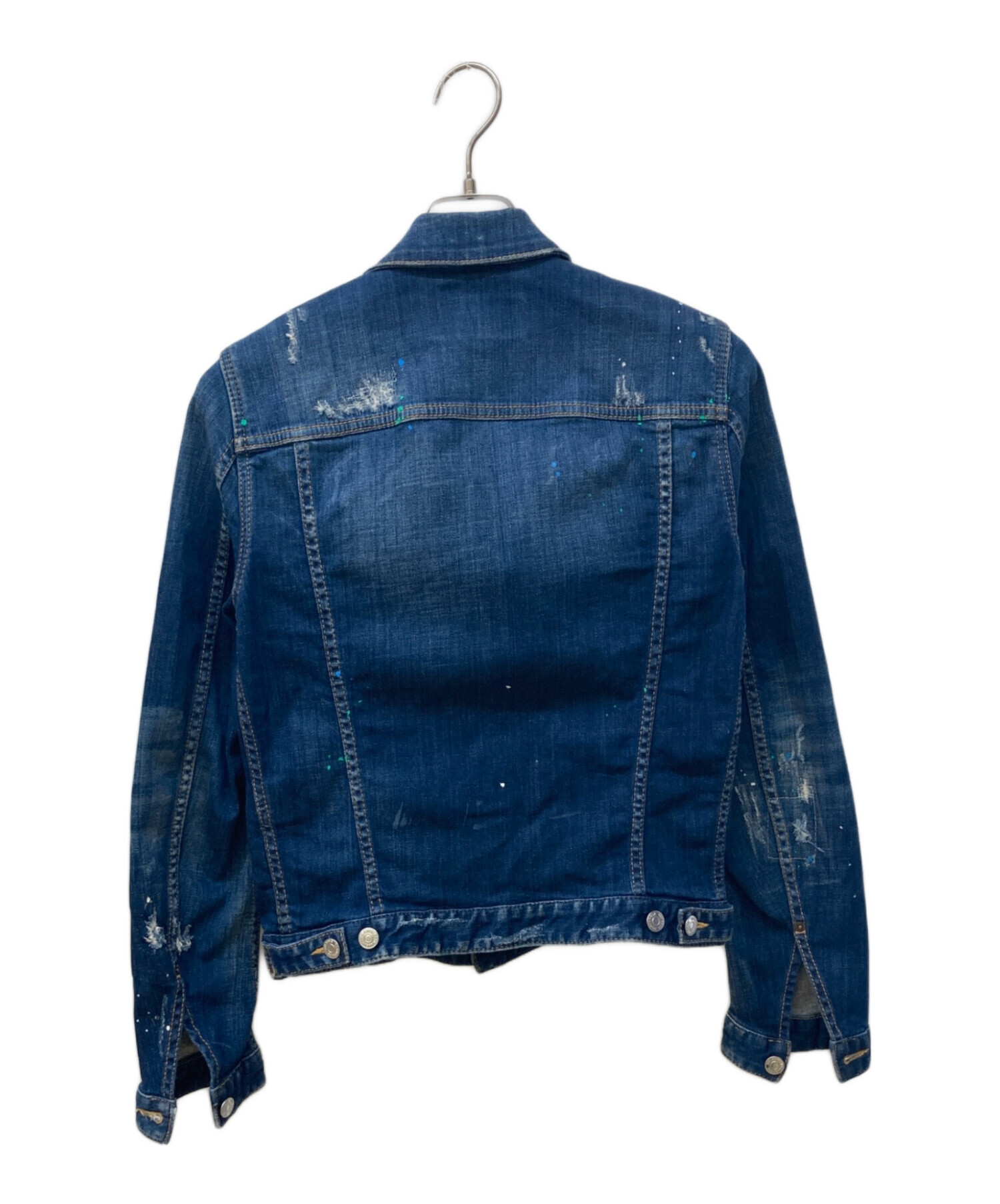 DSQUARED2 デニムジャケット 46 ダメージ加工 裏当て ブルー DSQUARED2 デニムジャケット 46 ダメージ加工 裏当て ブルー