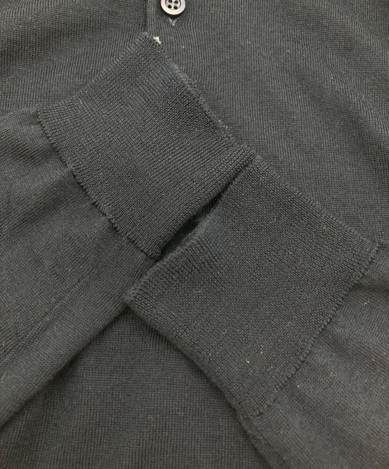 中古・古着通販】PRADA (プラダ) ニットポロシャツ ネイビー サイズ:48