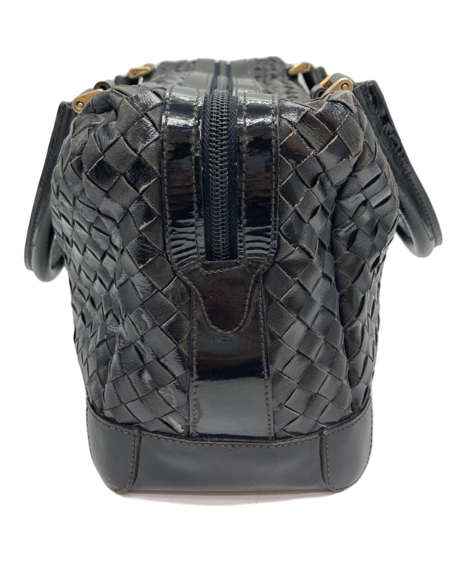 BALLY バリー イントレチャート ハンドバッグ エナメル 黒 Bロゴ BALLY 