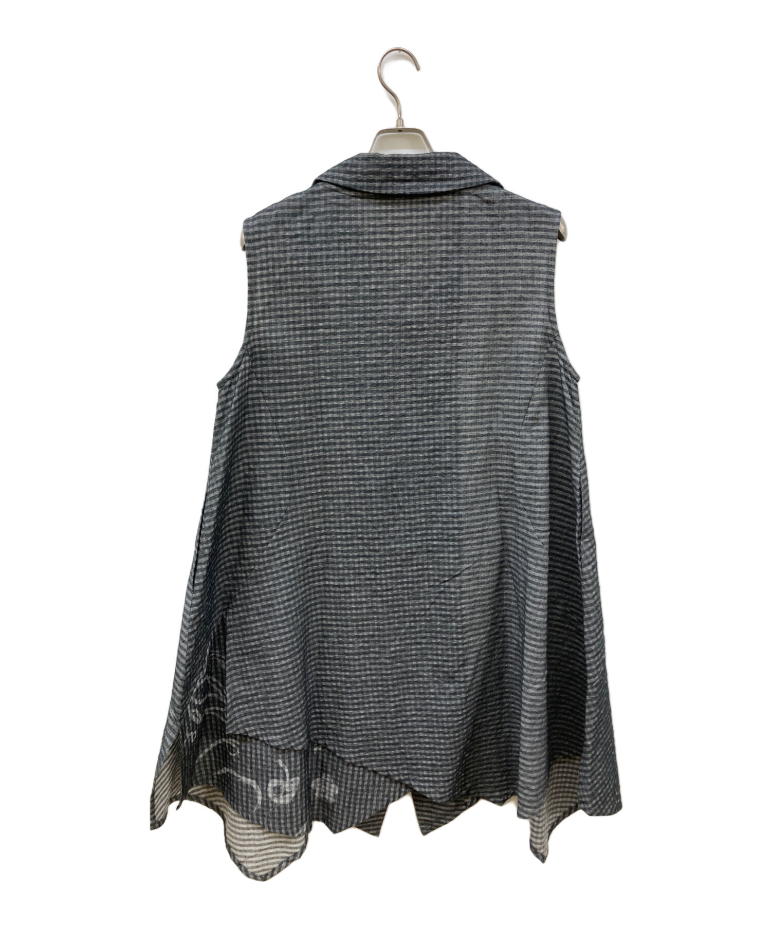 【慈雨　ジウ　センソユニコ】チェック柄　ノースリーブワンピース　40 中古・古着通販】慈雨 (ジウ) ノースリーブワンピース グレー サイズ