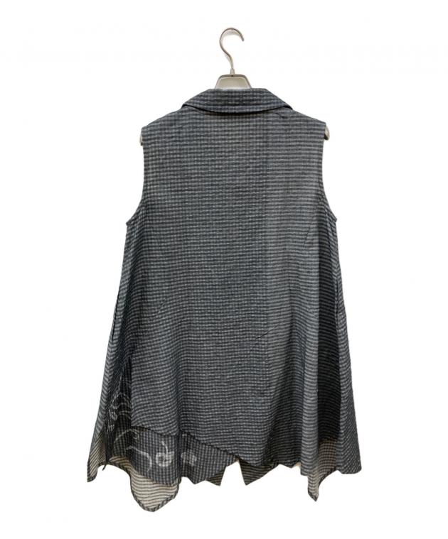慈雨　ジウ　ノースリーブ　ワンピース　デザイン◎ ノースリーブ ドット　40 中古・古着通販】慈雨 (ジウ) ノースリーブワンピース グレー サイズ