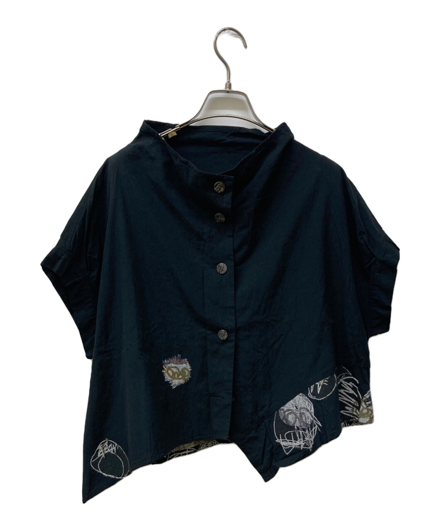 中古・古着通販】慈雨 (ジウ) 変形ノースリーブシャツ ブラック サイズ 