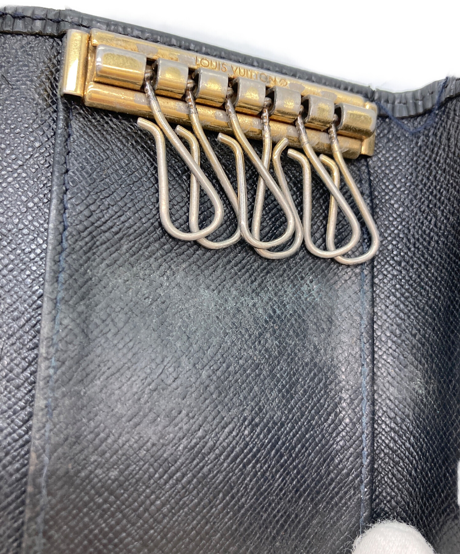 希少　Louis Vuitton ブラック レザー キーケース 中古・古着通販】LOUIS VUITTON (ルイ ヴィトン) キーケース ブラック
