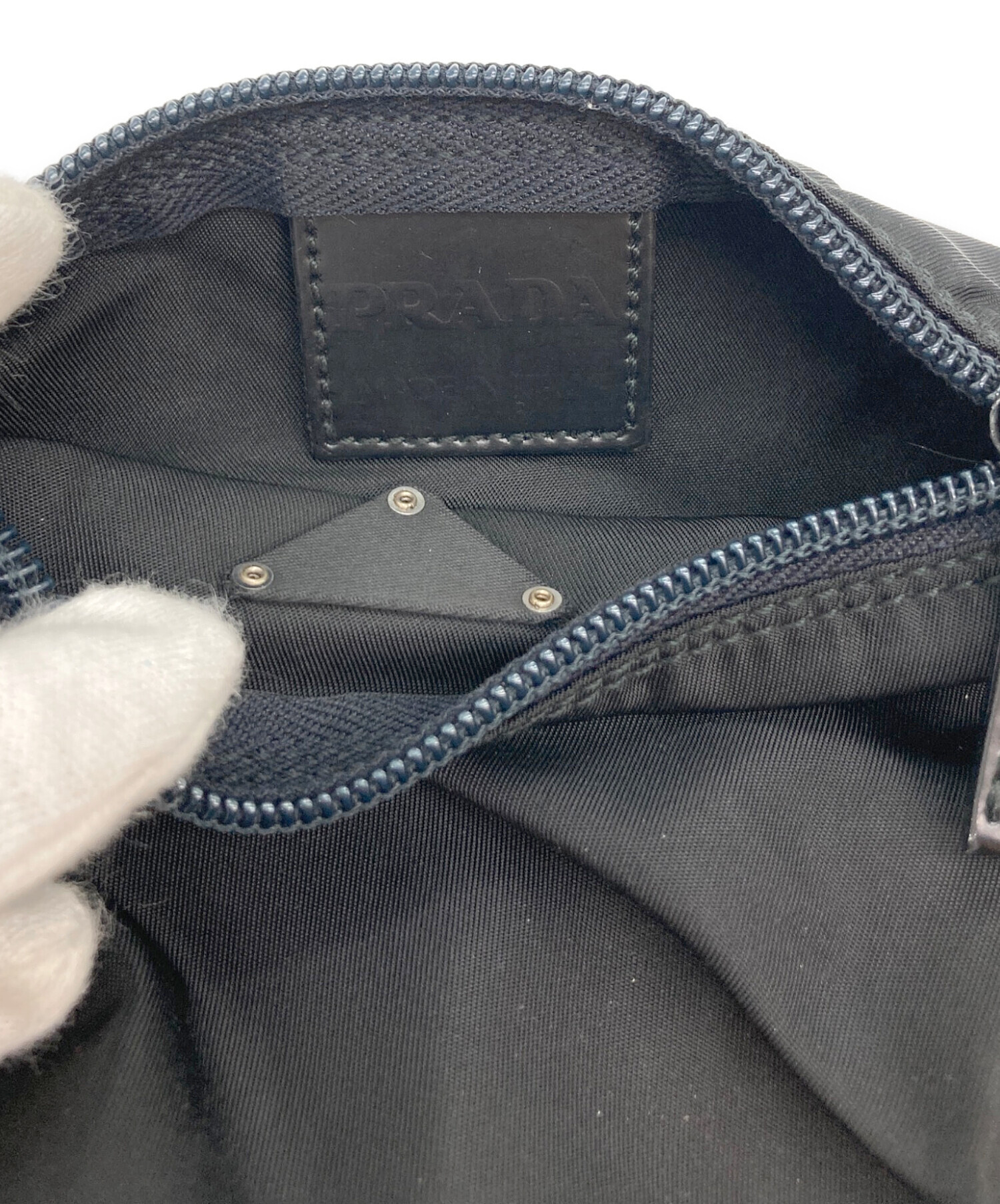 中古・古着通販】PRADA (プラダ) ナイロンポーチ ブラック サイズ