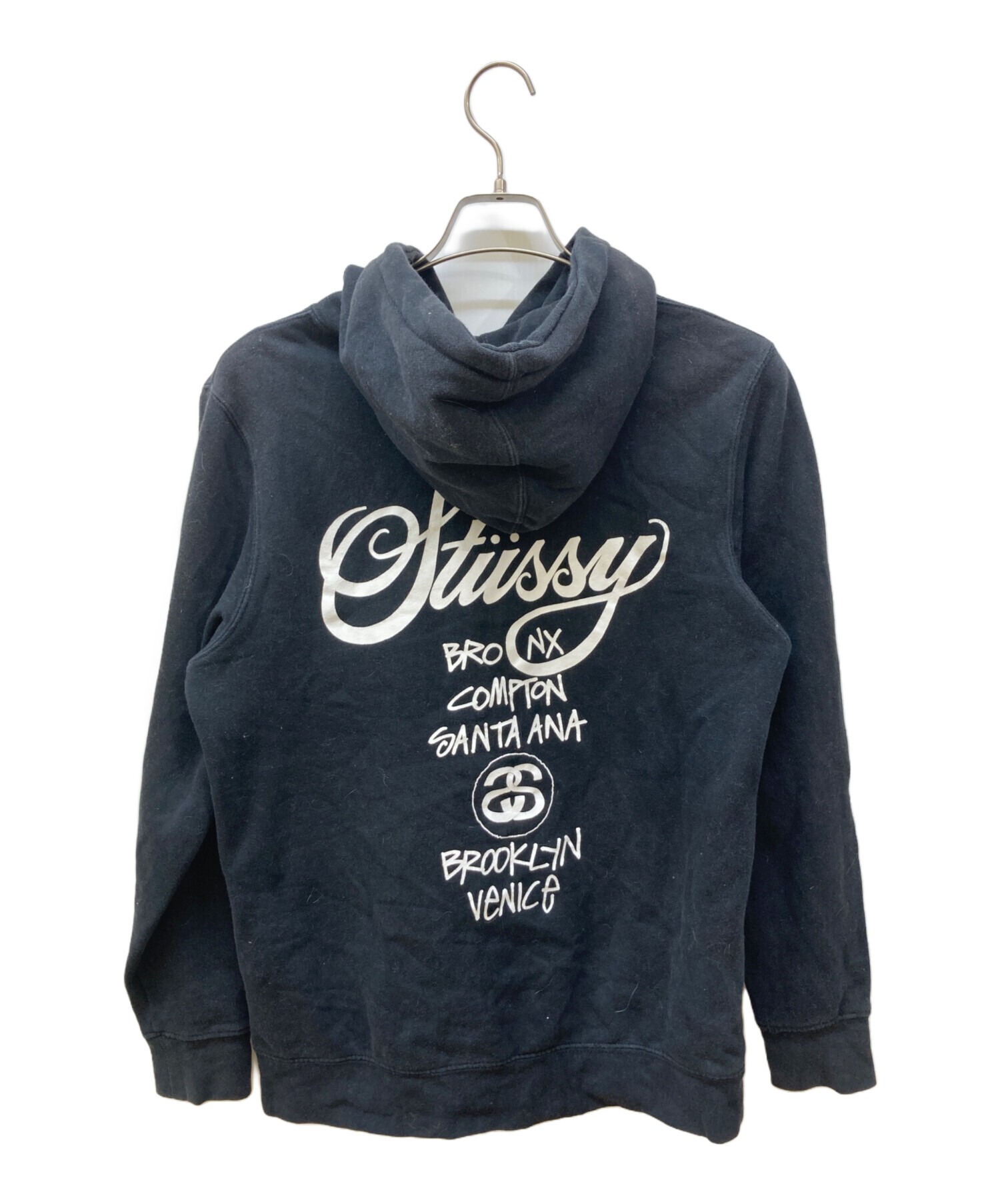 stüssy ネイビー ブルー　パーカー Sサイズ　ワールドツアー　old stüssy ネイビー ブルー パーカー Sサイズ ワールドツアー old